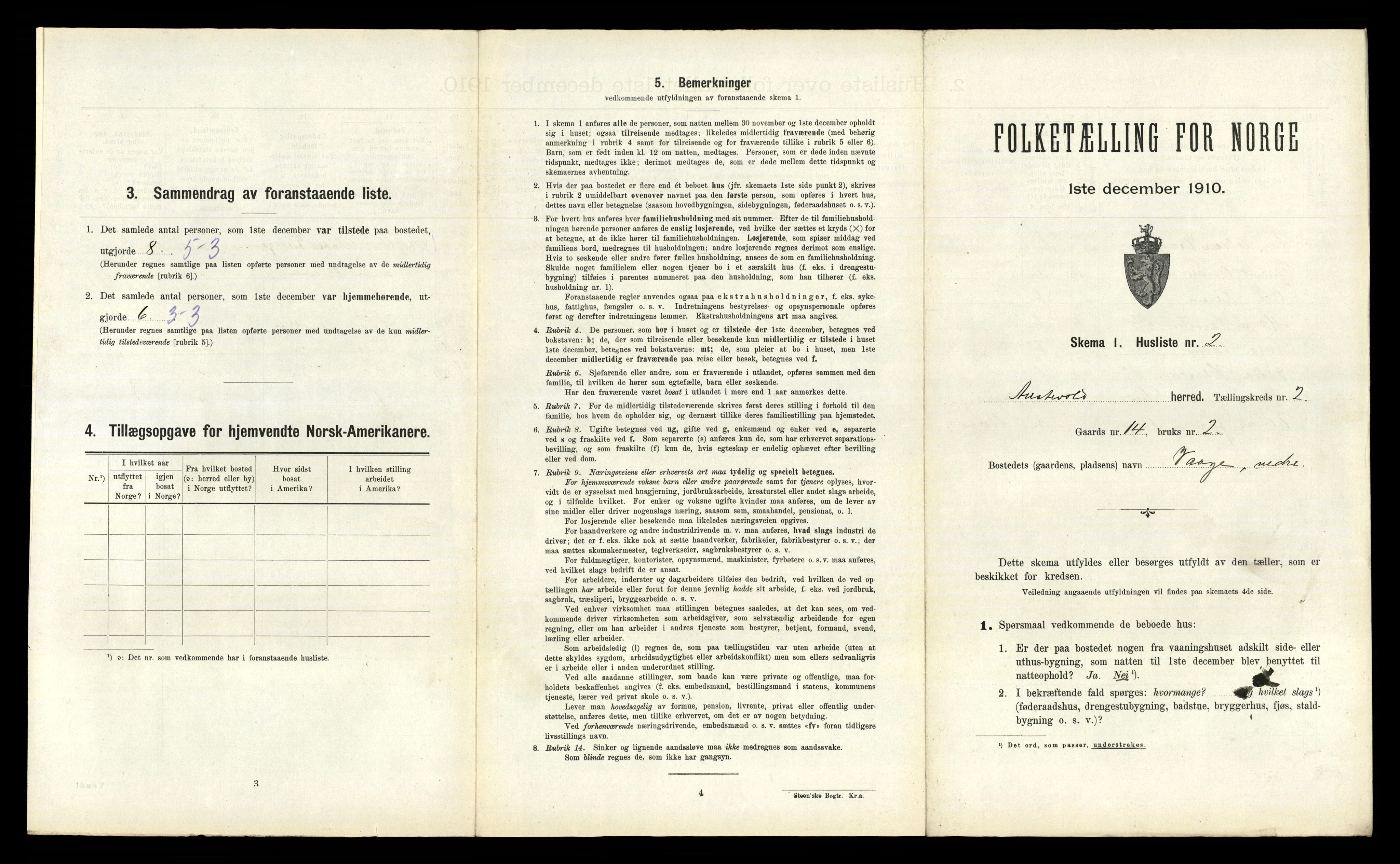 RA, 1910 census for Austevoll, 1910, p. 160