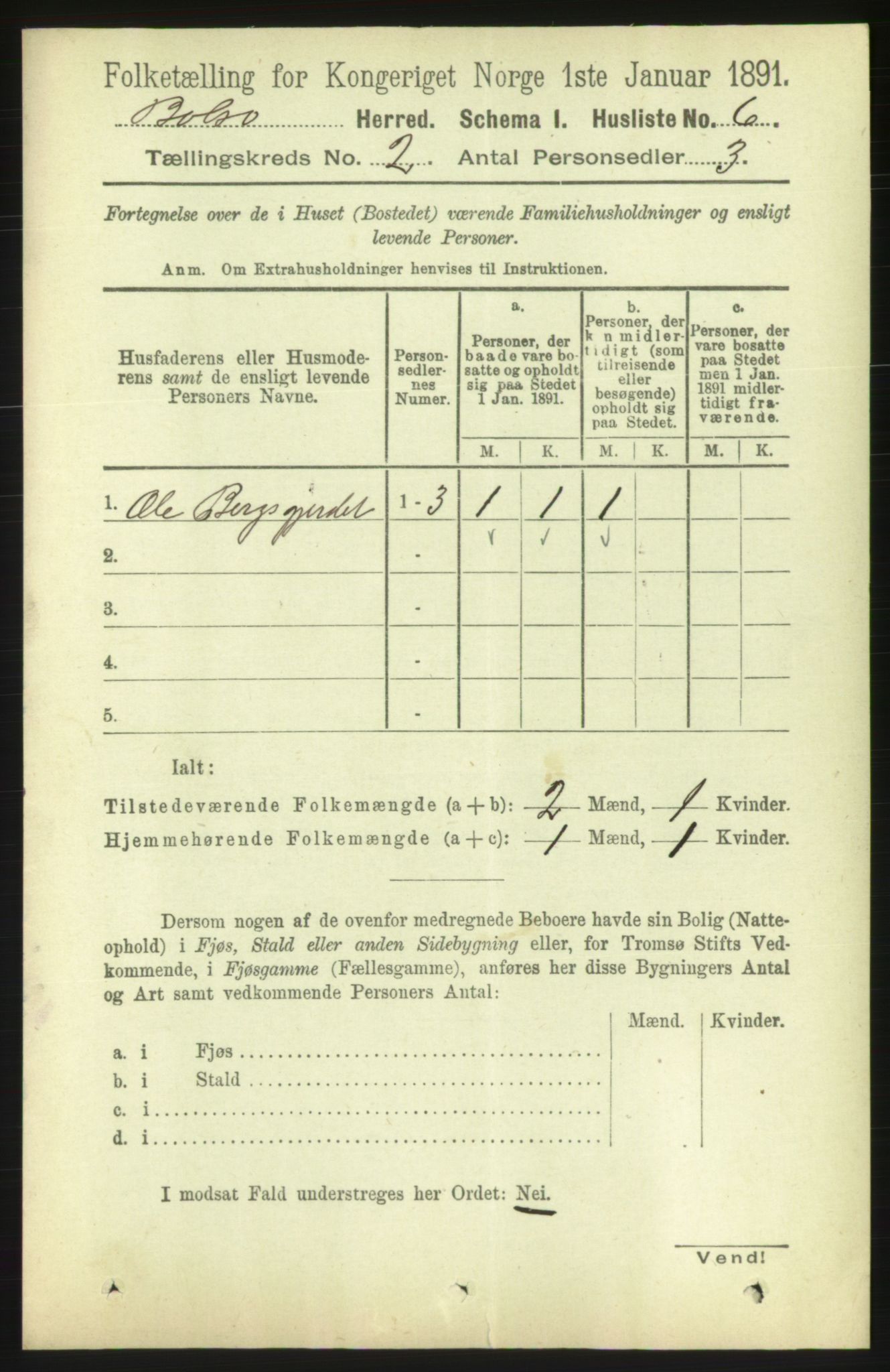 RA, 1891 census for 1544 Bolsøy, 1891, p. 852