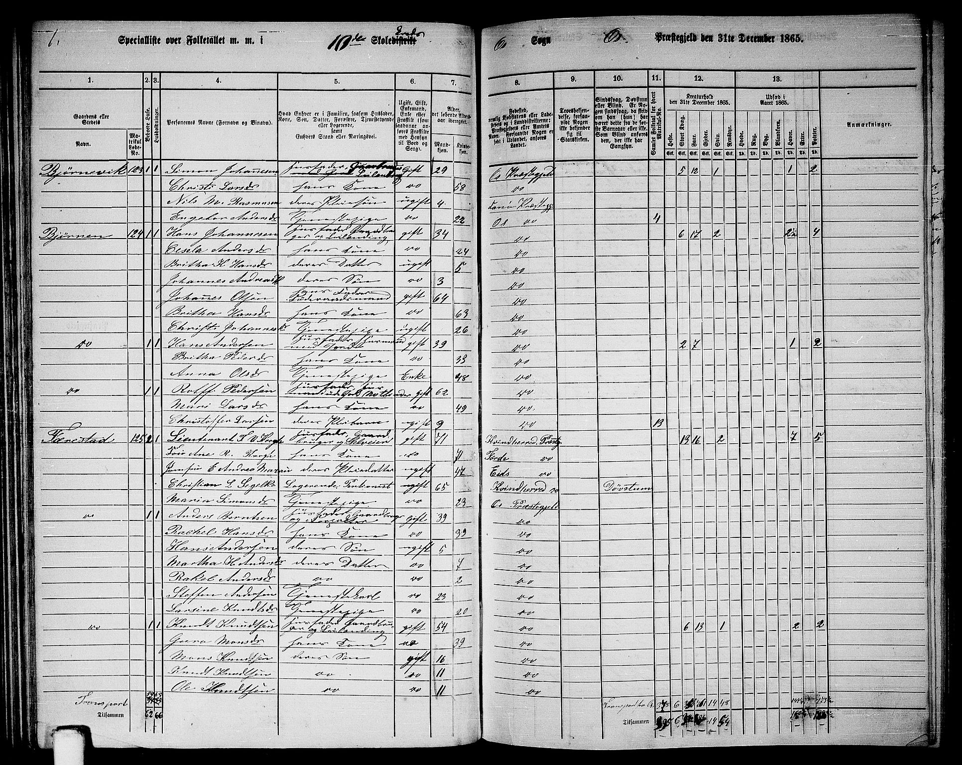 RA, 1865 census for Os, 1865, p. 60