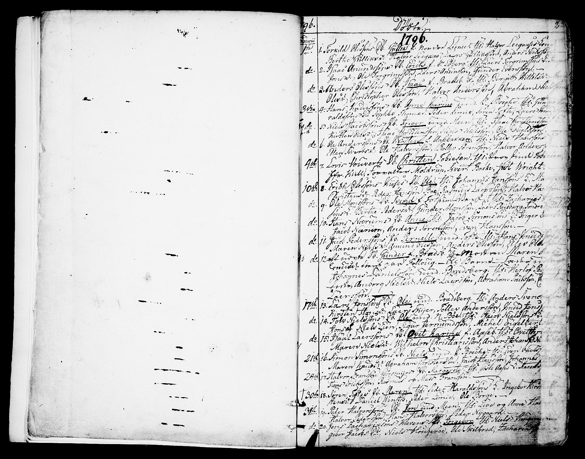 Gjerpen kirkebøker, SAKO/A-265/F/Fa/L0003: Parish register (official) no. I 3, 1796-1814, p. 2