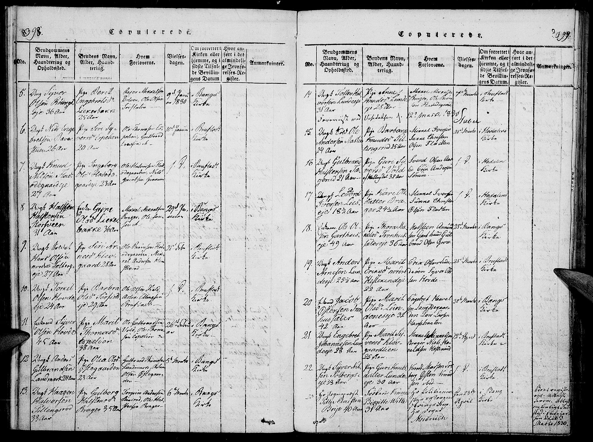 Sør-Aurdal prestekontor, SAH/PREST-128/H/Ha/Haa/L0003: Parish register (official) no. 3, 1825-1840, p. 398-399