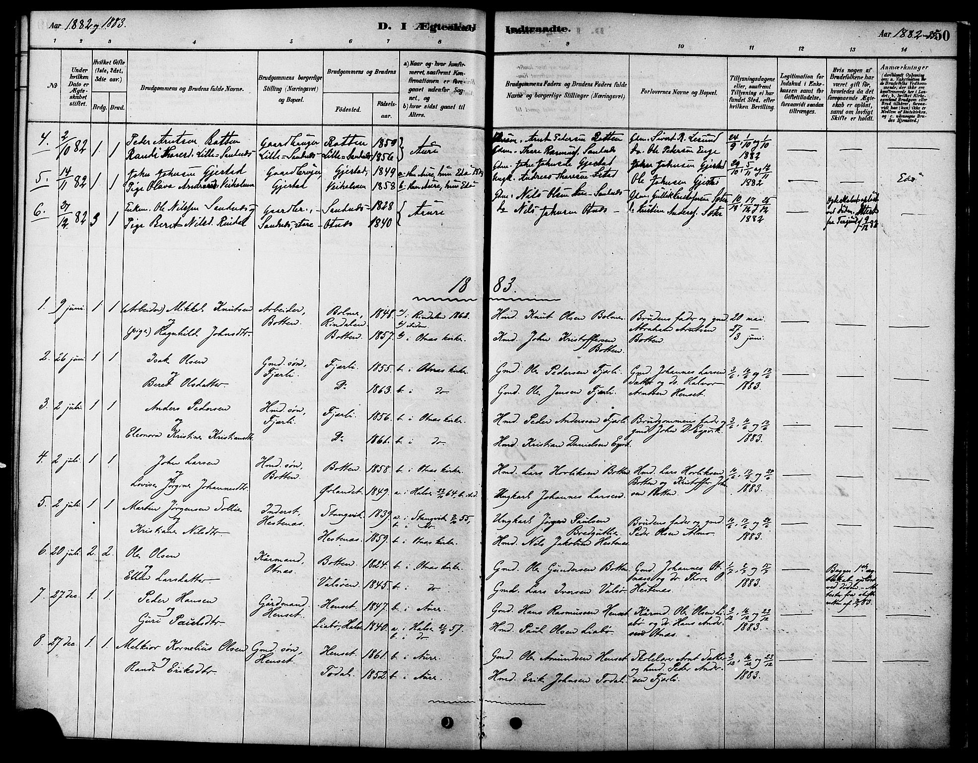 Ministerialprotokoller, klokkerbøker og fødselsregistre - Møre og Romsdal, AV/SAT-A-1454/580/L0924: Parish register (official) no. 580A01, 1878-1887, p. 50