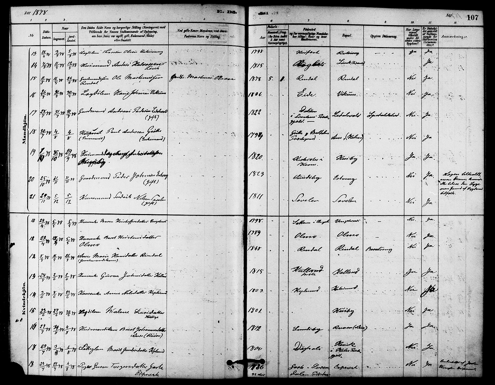 Ministerialprotokoller, klokkerbøker og fødselsregistre - Møre og Romsdal, AV/SAT-A-1454/578/L0906: Parish register (official) no. 578A05, 1878-1886, p. 107