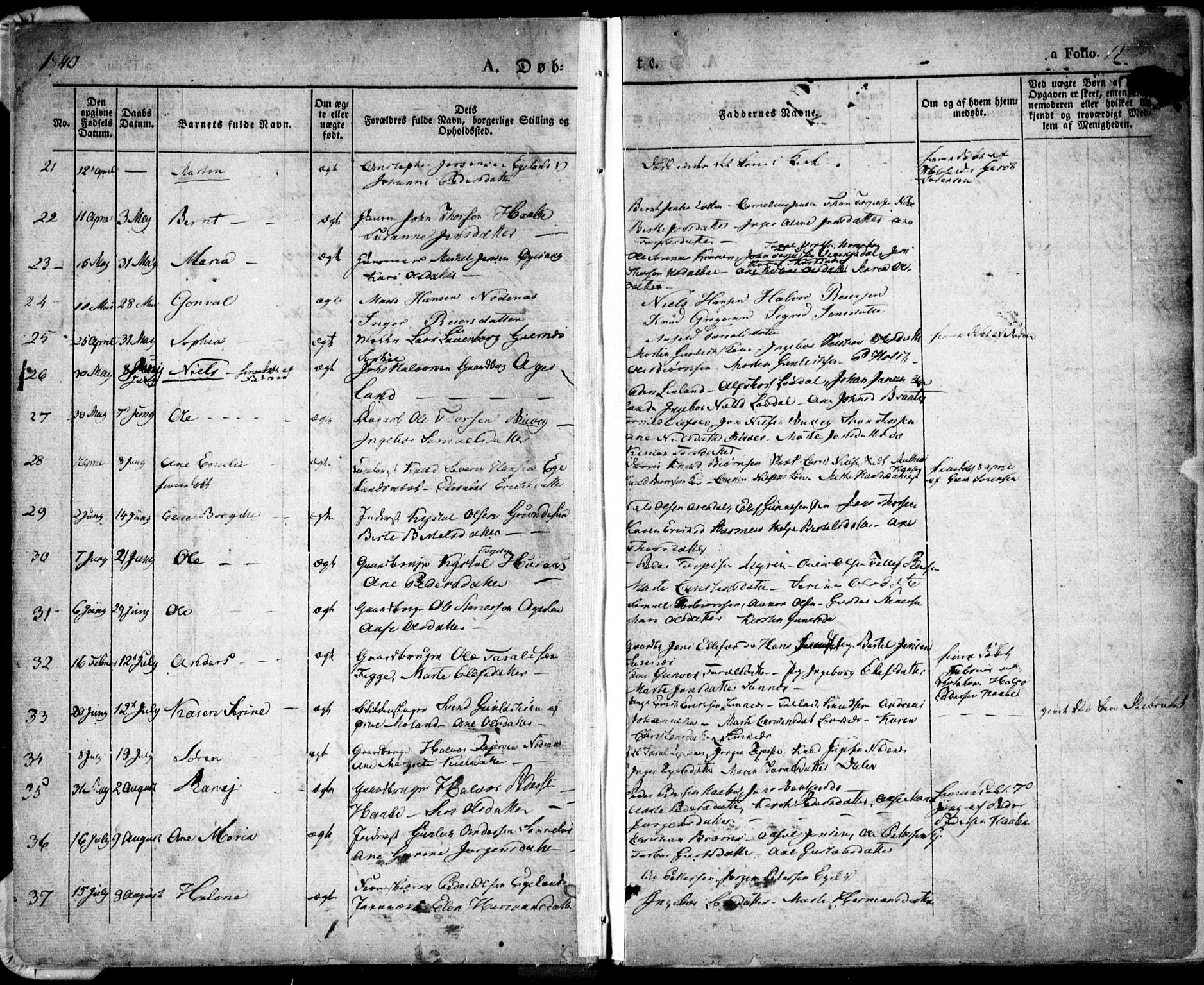 Søndeled sokneprestkontor, SAK/1111-0038/F/Fa/L0002: Parish register (official) no. A 2, 1839-1860, p. 11