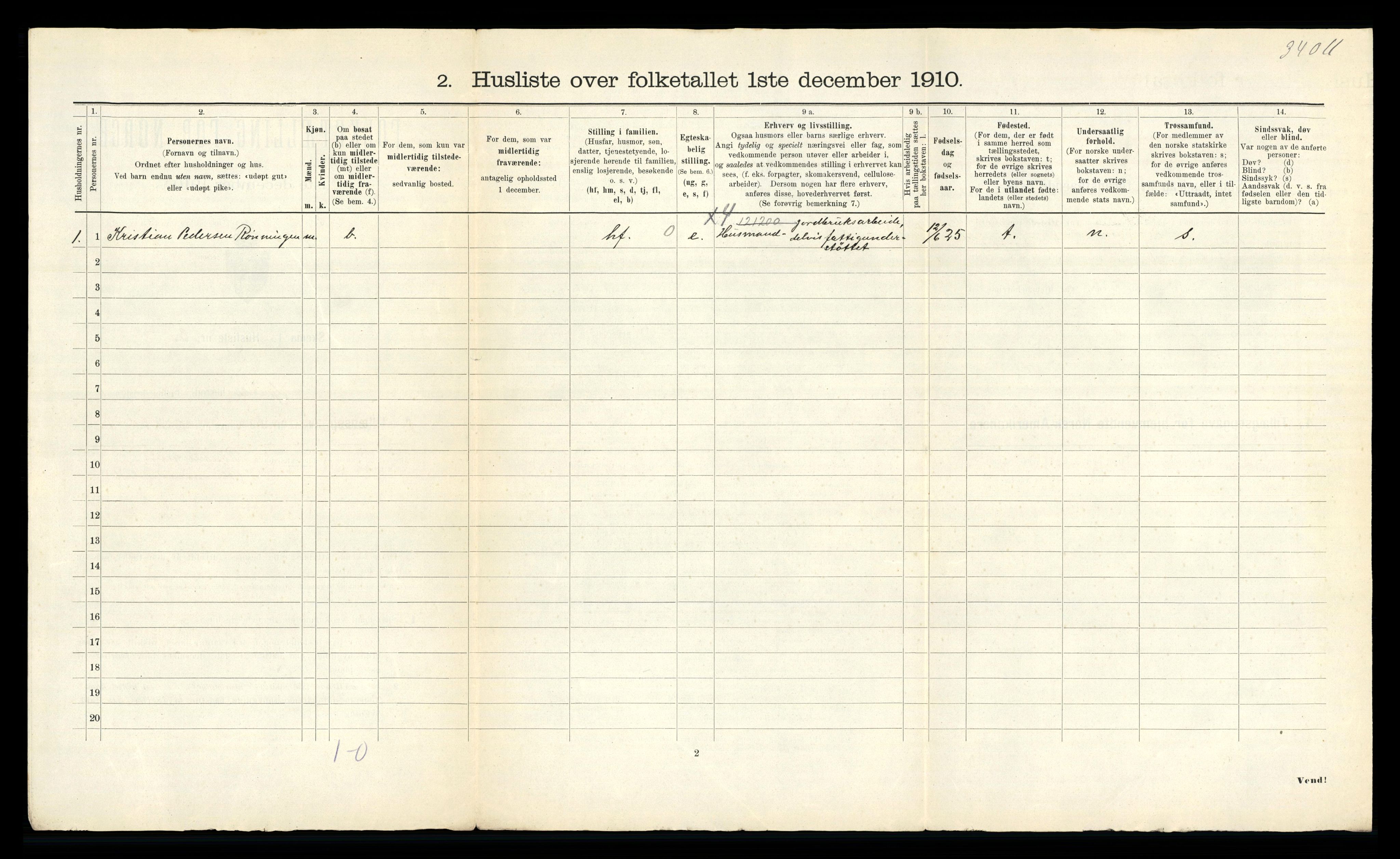 RA, 1910 census for Sparbu, 1910, p. 31