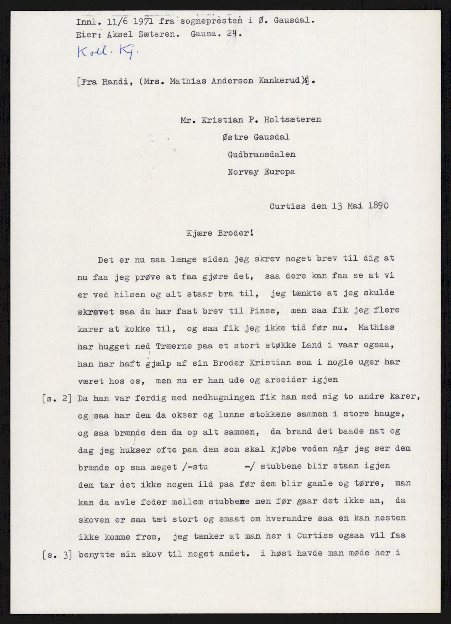 Samlinger til kildeutgivelse, Amerikabrevene, AV/RA-EA-4057/F/L0015: Innlån fra Oppland: Sæteren - Vigerust, 1838-1914, p. 189