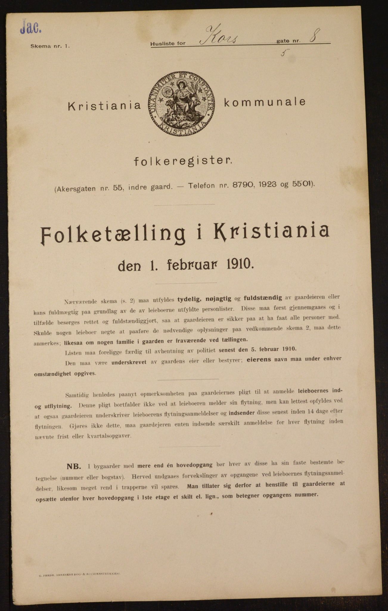 OBA, Municipal Census 1910 for Kristiania, 1910, p. 51919