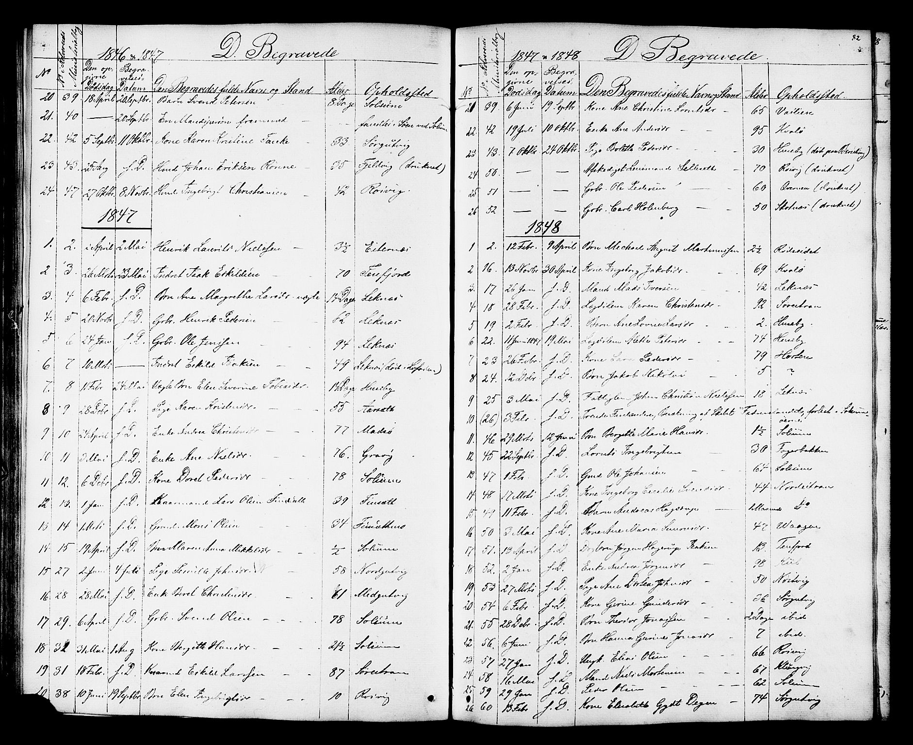Ministerialprotokoller, klokkerbøker og fødselsregistre - Nord-Trøndelag, SAT/A-1458/788/L0695: Parish register (official) no. 788A02, 1843-1862, p. 82