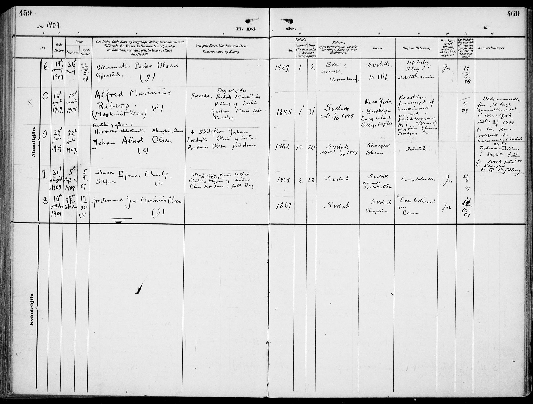 Strømm kirkebøker, AV/SAKO-A-322/F/Fb/L0002: Parish register (official) no. II 2, 1900-1919, p. 459-460