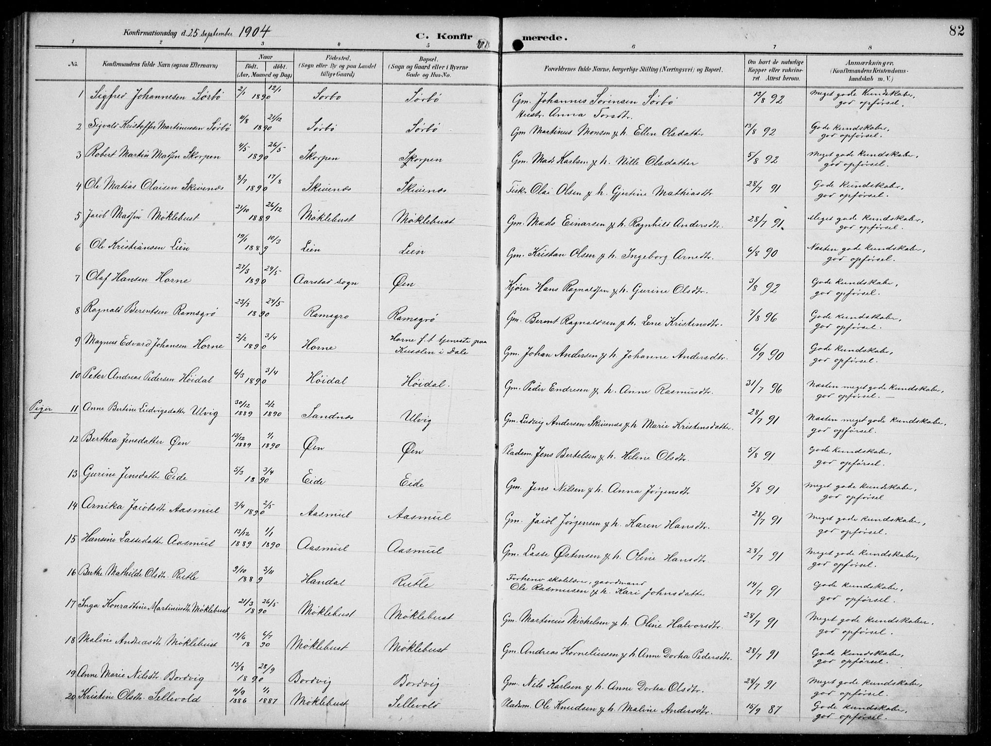 Hyllestad sokneprestembete, SAB/A-80401: Parish register (copy) no. C 3, 1894-1913, p. 82