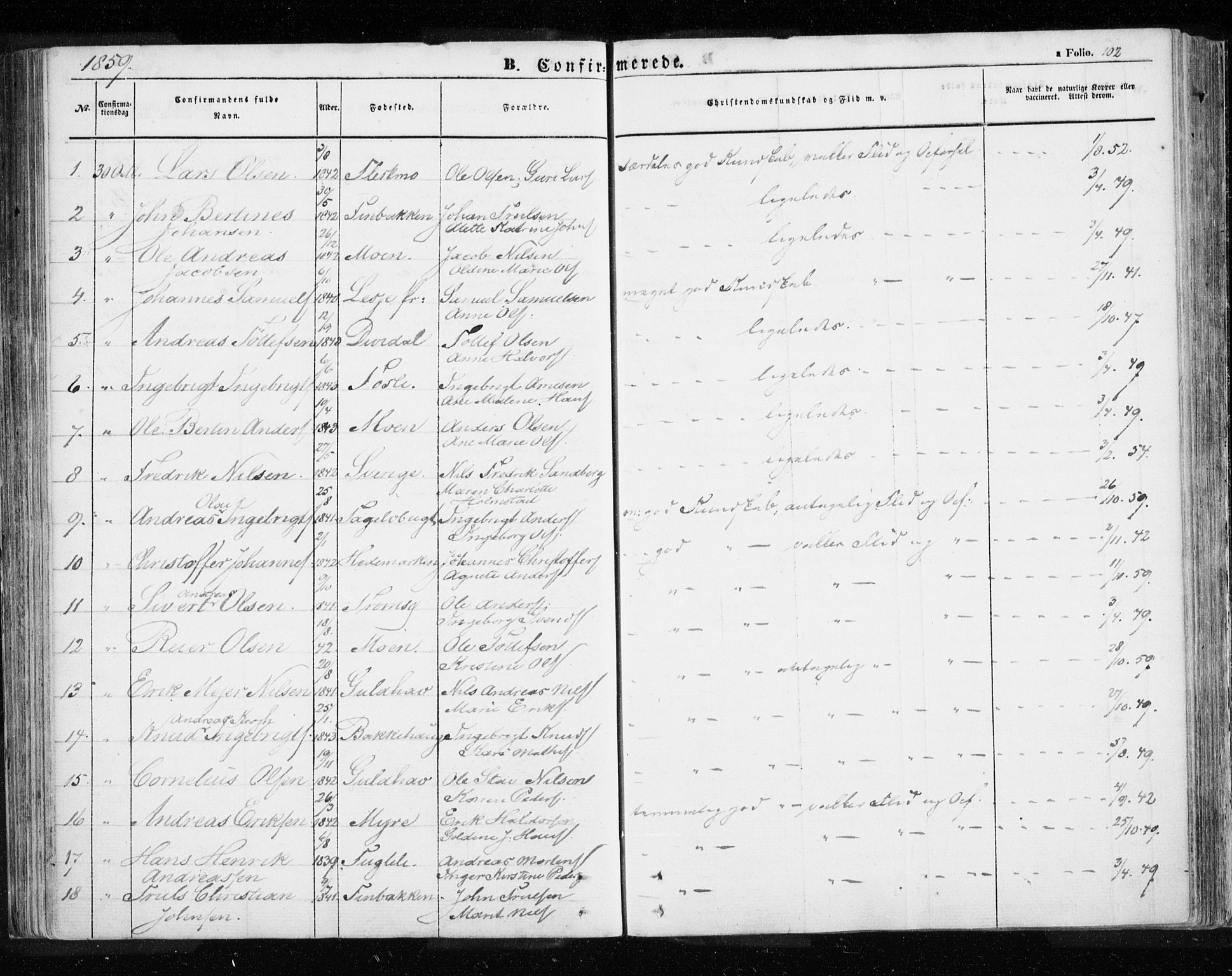 Målselv sokneprestembete, SATØ/S-1311/G/Ga/Gaa/L0003kirke: Parish register (official) no. 3, 1853-1863, p. 102