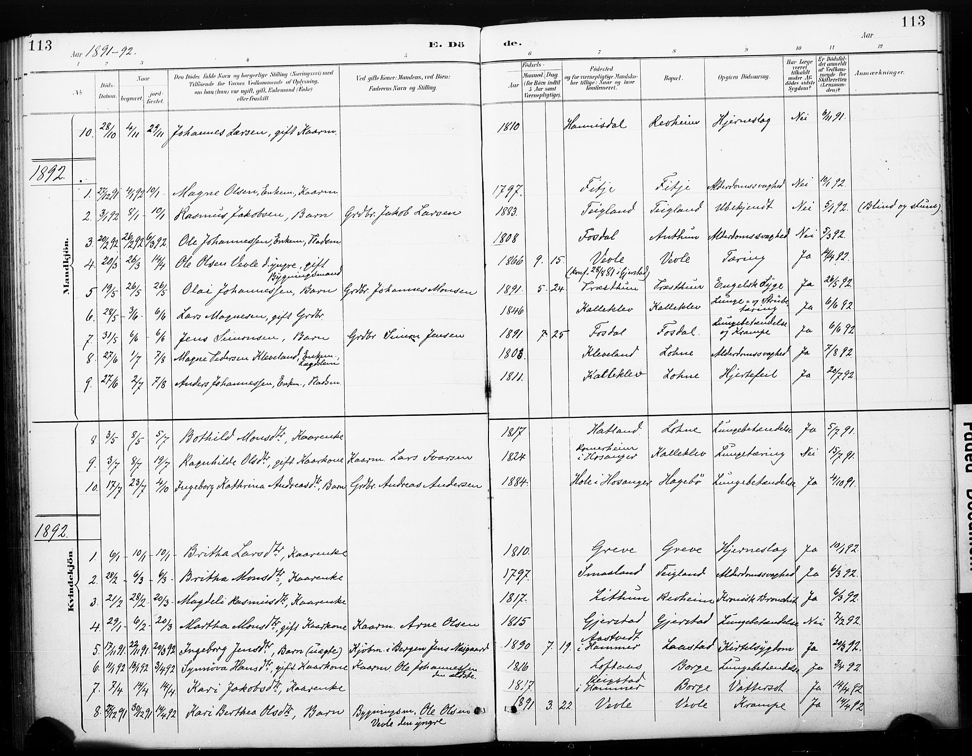 Haus sokneprestembete, AV/SAB-A-75601/H/Haa: Parish register (official) no. C 1, 1887-1899, p. 113