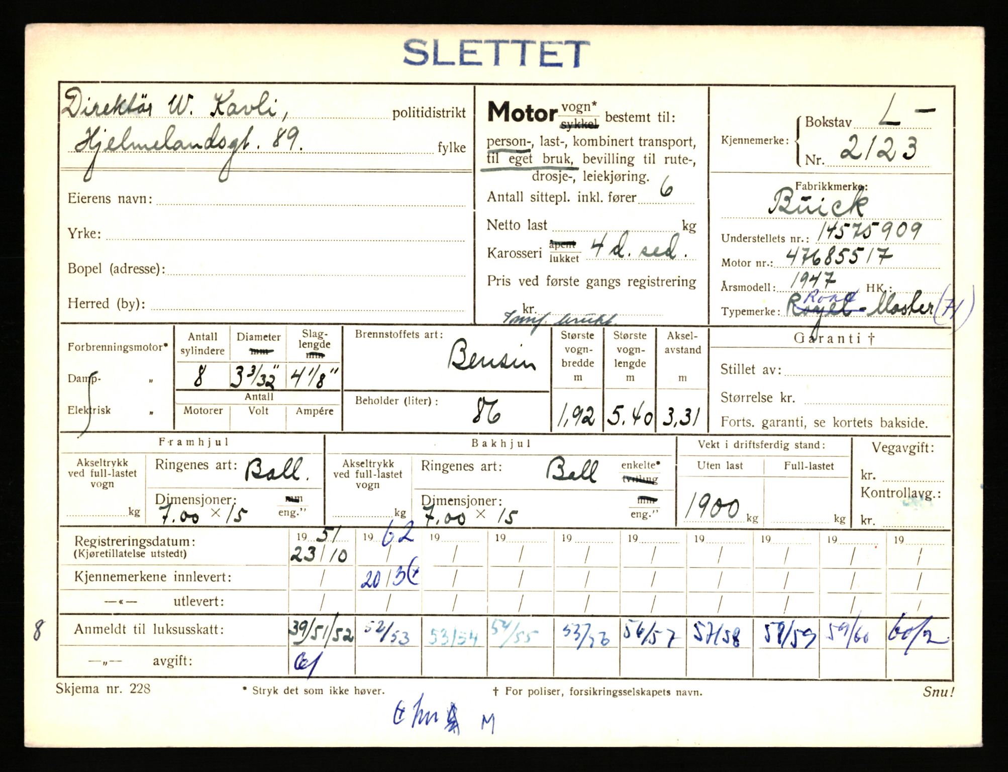 Stavanger trafikkstasjon, AV/SAST-A-101942/0/F/L0006: L-1700 - L-2149, 1930-1971, p. 1933