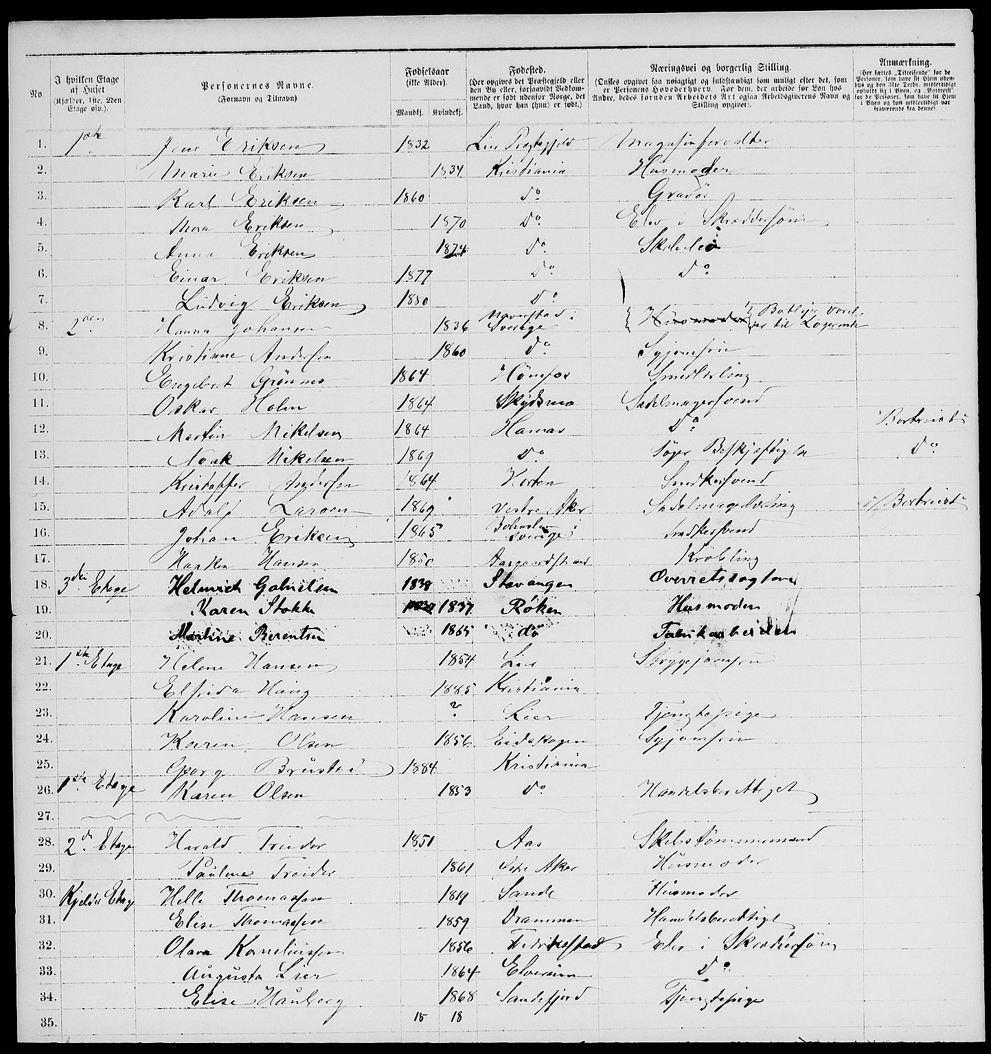 RA, 1885 census for 0301 Kristiania, 1885, p. 2466