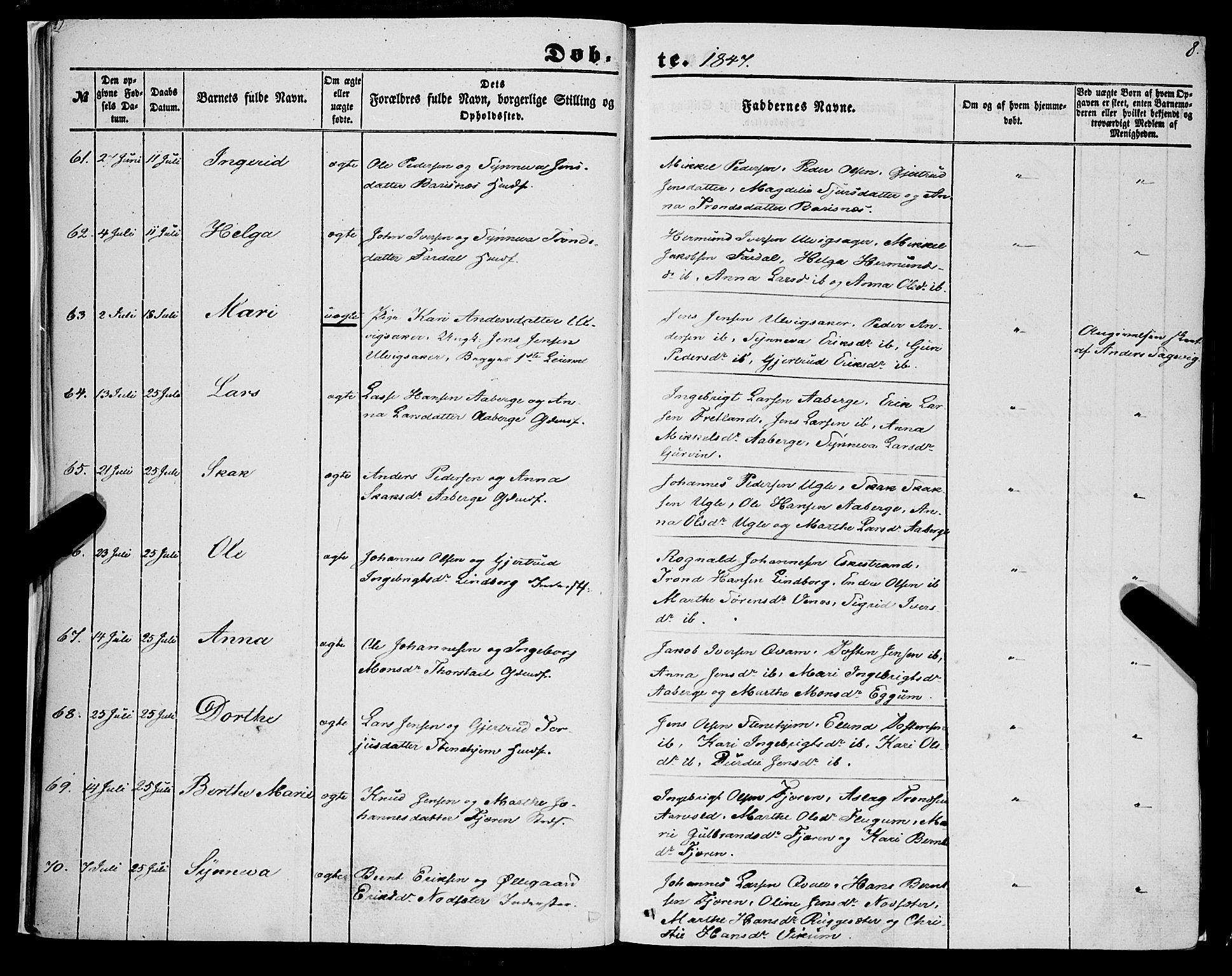 Sogndal sokneprestembete, SAB/A-81301/H/Haa/Haaa/L0012I: Parish register (official) no. A 12I, 1847-1859, p. 8