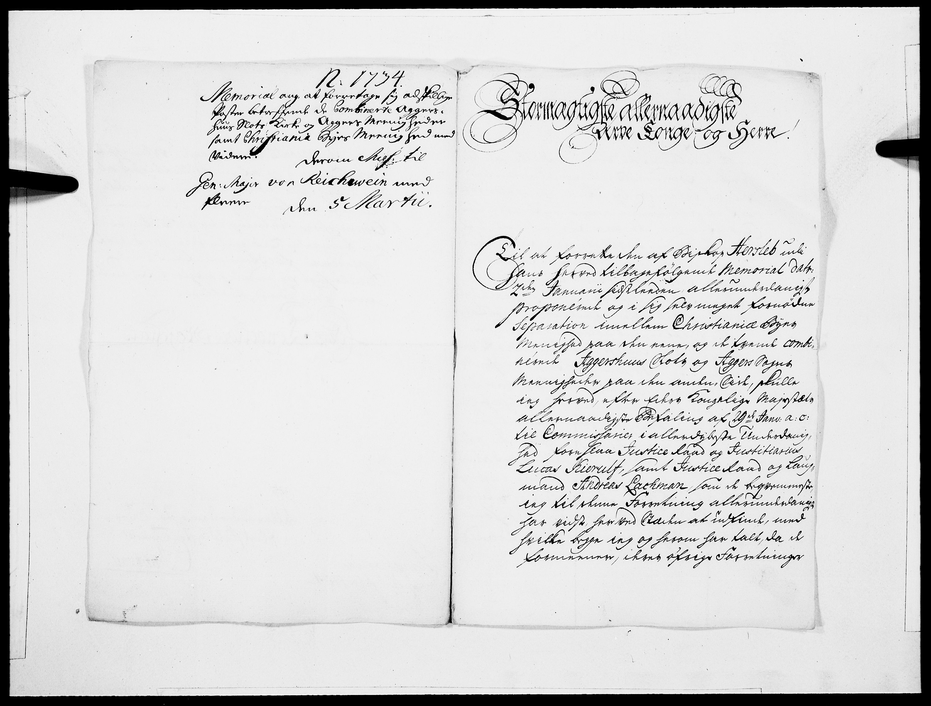 Danske Kanselli 1572-1799, RA/EA-3023/F/Fc/Fcc/Fcca/L0115: Norske innlegg 1572-1799, 1734, p. 204