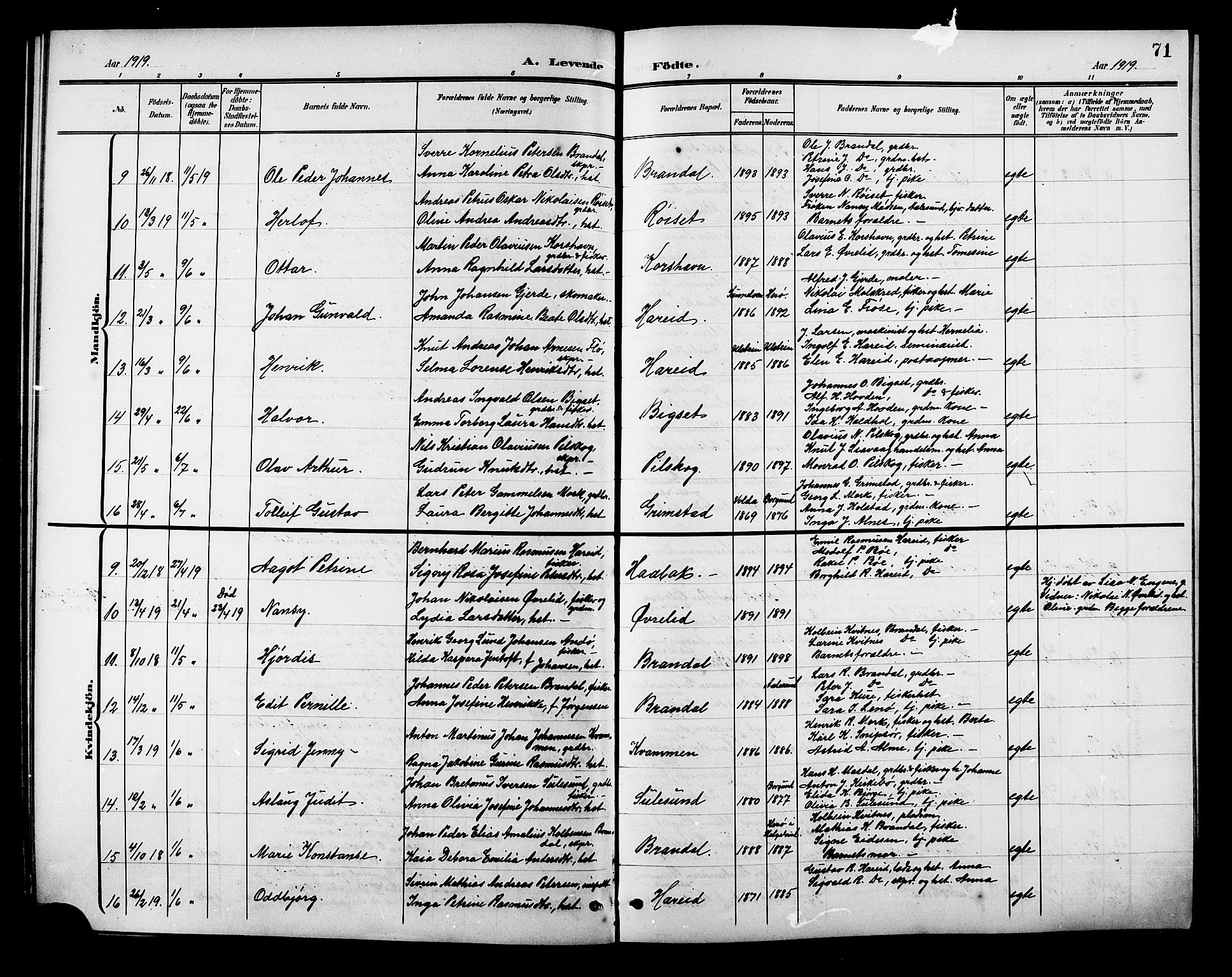 Ministerialprotokoller, klokkerbøker og fødselsregistre - Møre og Romsdal, AV/SAT-A-1454/510/L0126: Parish register (copy) no. 510C03, 1900-1922, p. 71