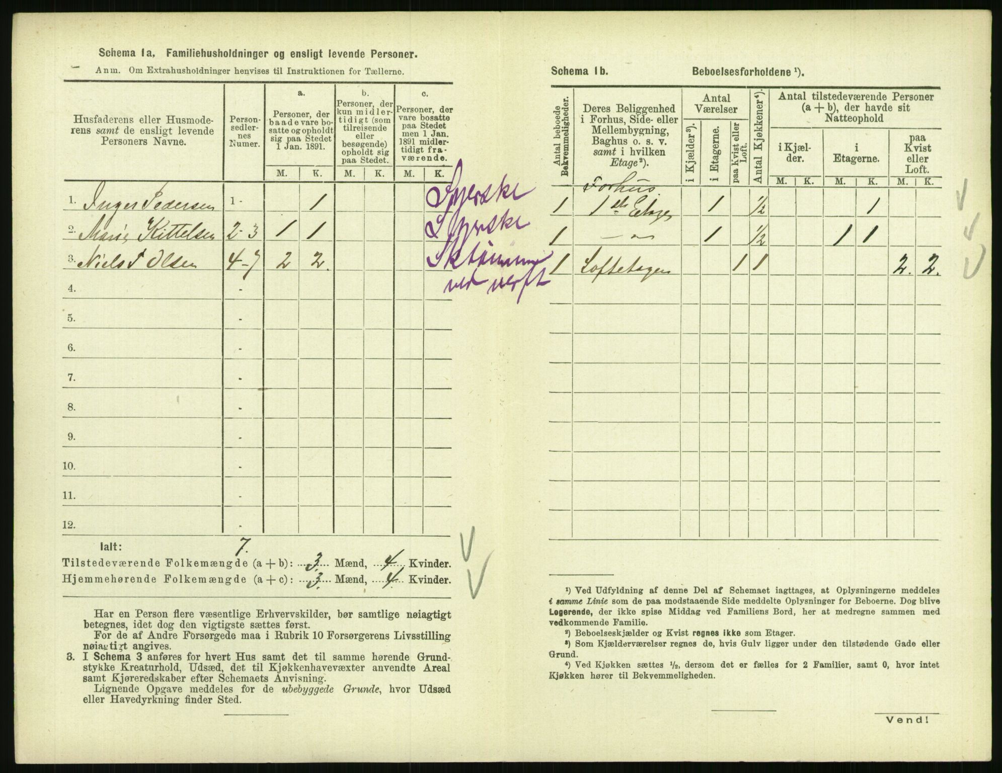 RA, 1891 census for 0801 Kragerø, 1891, p. 1243