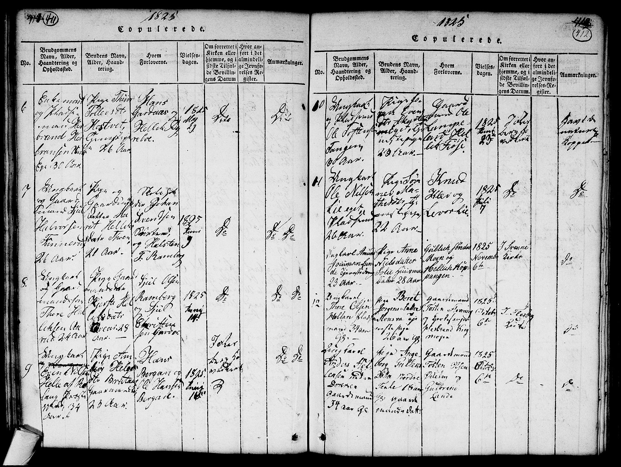 Flesberg kirkebøker, SAKO/A-18/G/Ga/L0001: Parish register (copy) no. I 1, 1816-1834, p. 411-412