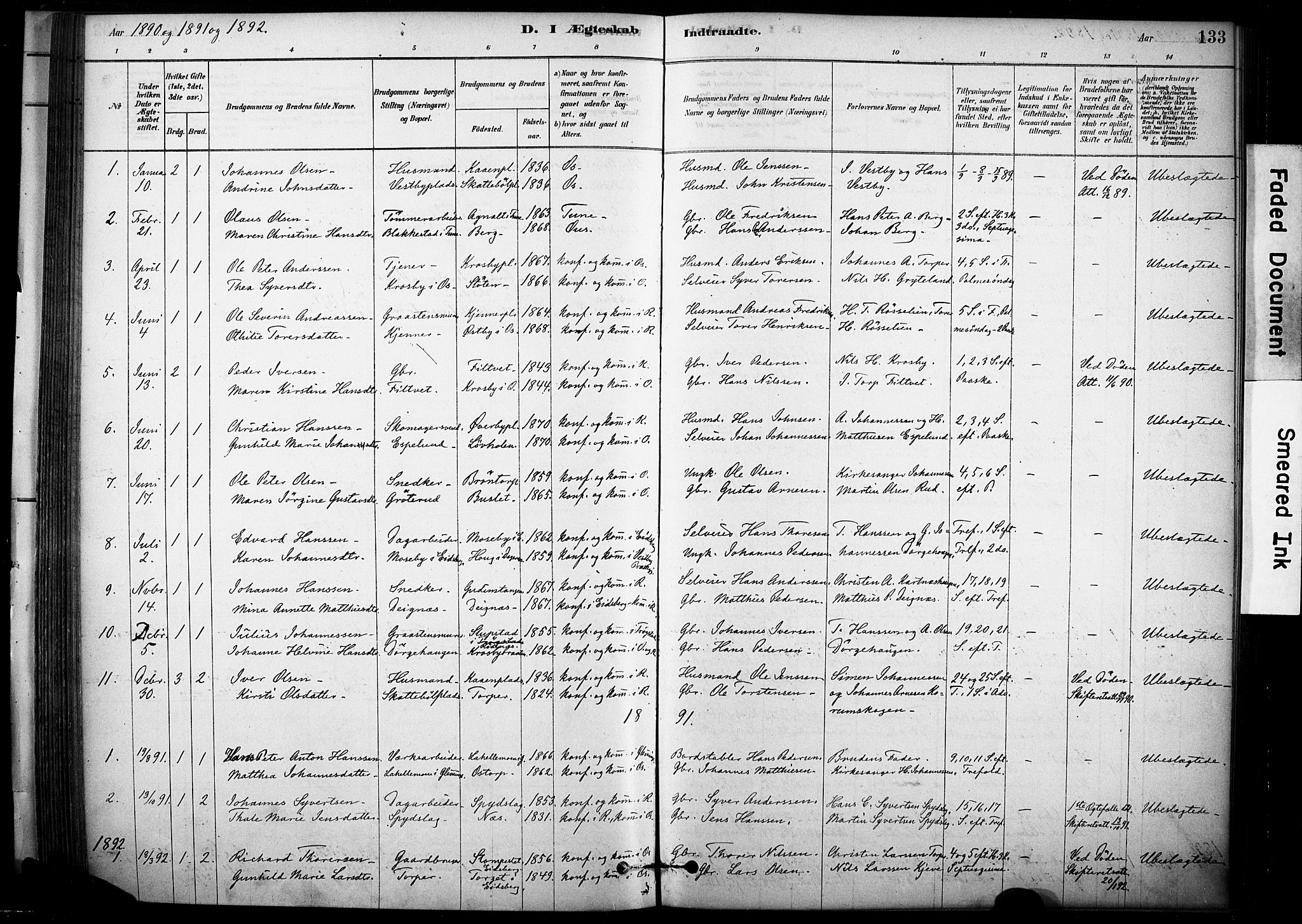 Rakkestad prestekontor Kirkebøker, SAO/A-2008/F/Fc/L0001: Parish register (official) no. III 1, 1878-1905, p. 133