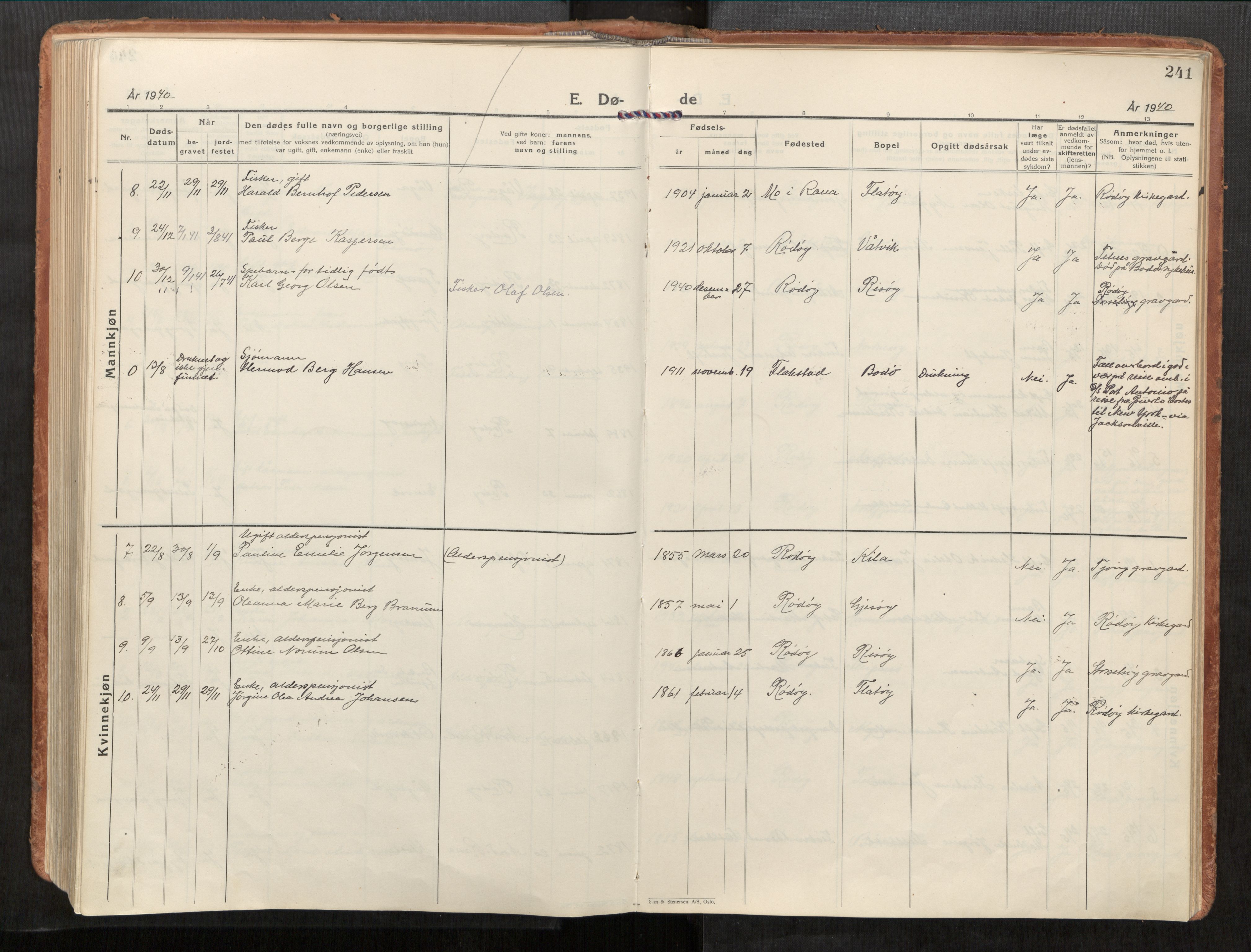 Rødøy sokneprestkontor, AV/SAT-A-4397/2/H/Ha/Haa/L0001: Parish register (official) no. 1, 1926-1941, p. 241