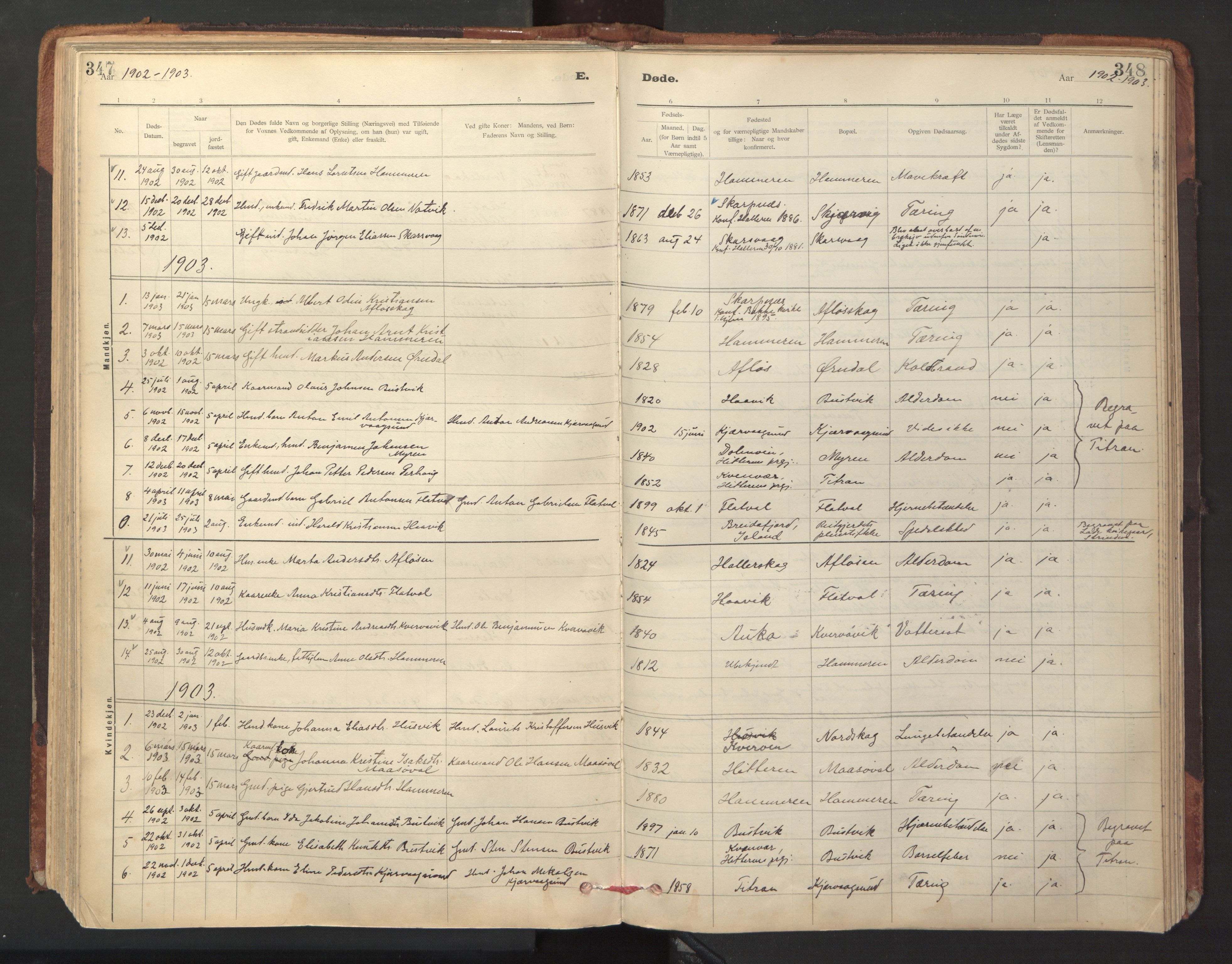 Ministerialprotokoller, klokkerbøker og fødselsregistre - Sør-Trøndelag, SAT/A-1456/641/L0596: Parish register (official) no. 641A02, 1898-1915, p. 347-348