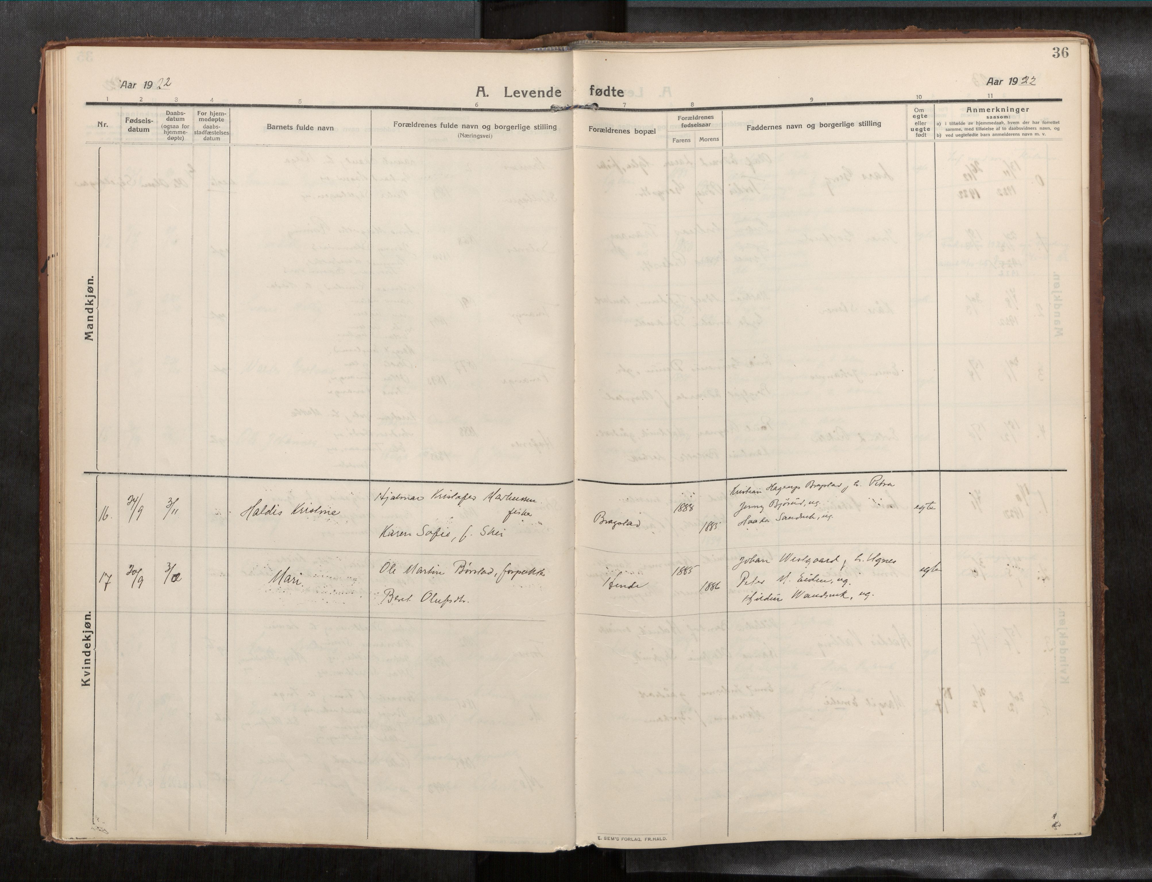 Ministerialprotokoller, klokkerbøker og fødselsregistre - Nord-Trøndelag, SAT/A-1458/773/L0624a: Parish register (official) no. 773A16, 1910-1936, p. 36