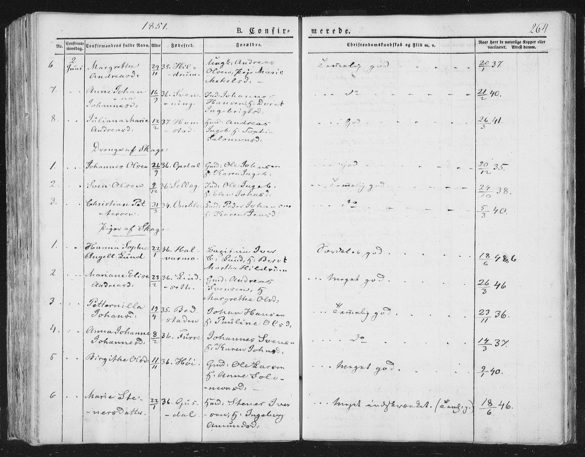 Ministerialprotokoller, klokkerbøker og fødselsregistre - Nord-Trøndelag, AV/SAT-A-1458/764/L0551: Parish register (official) no. 764A07a, 1824-1864, p. 264