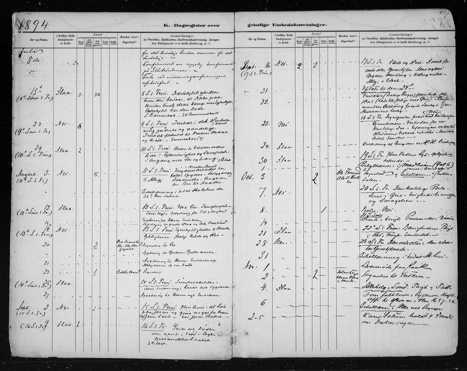 Nes kirkebøker, AV/SAKO-A-236/F/Fa/L0011: Parish register (official) no. 11, 1881-1912, p. 497