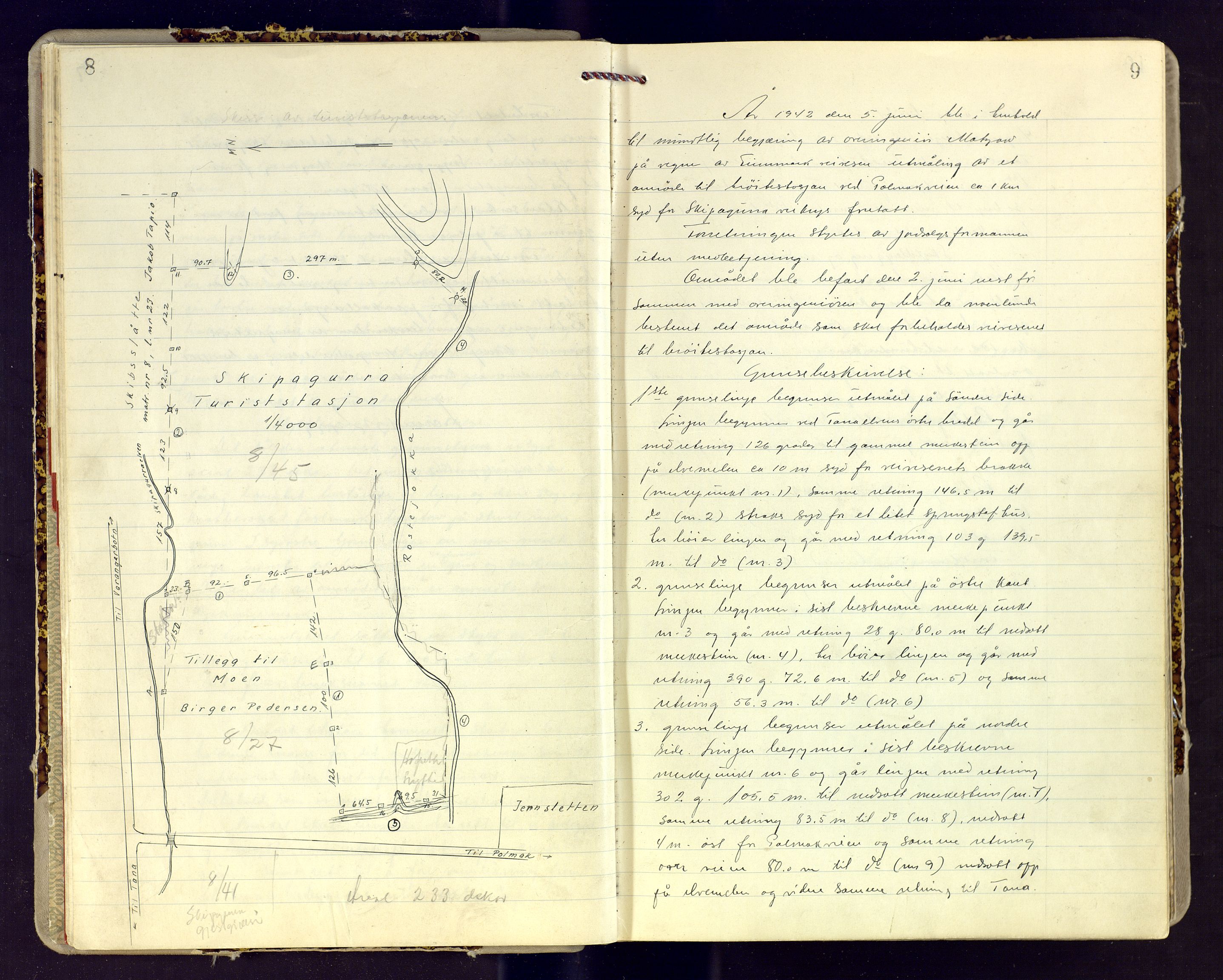 Finnmark jordsalgskommisjon/jordsalgskontor og Statskog SF Finnmark jordsalgskontor, AV/SATØ-S-1443/O/Oc/L0001: Utmåls- og forhandlingsprotokoll, 1942-1958, p. 8-9