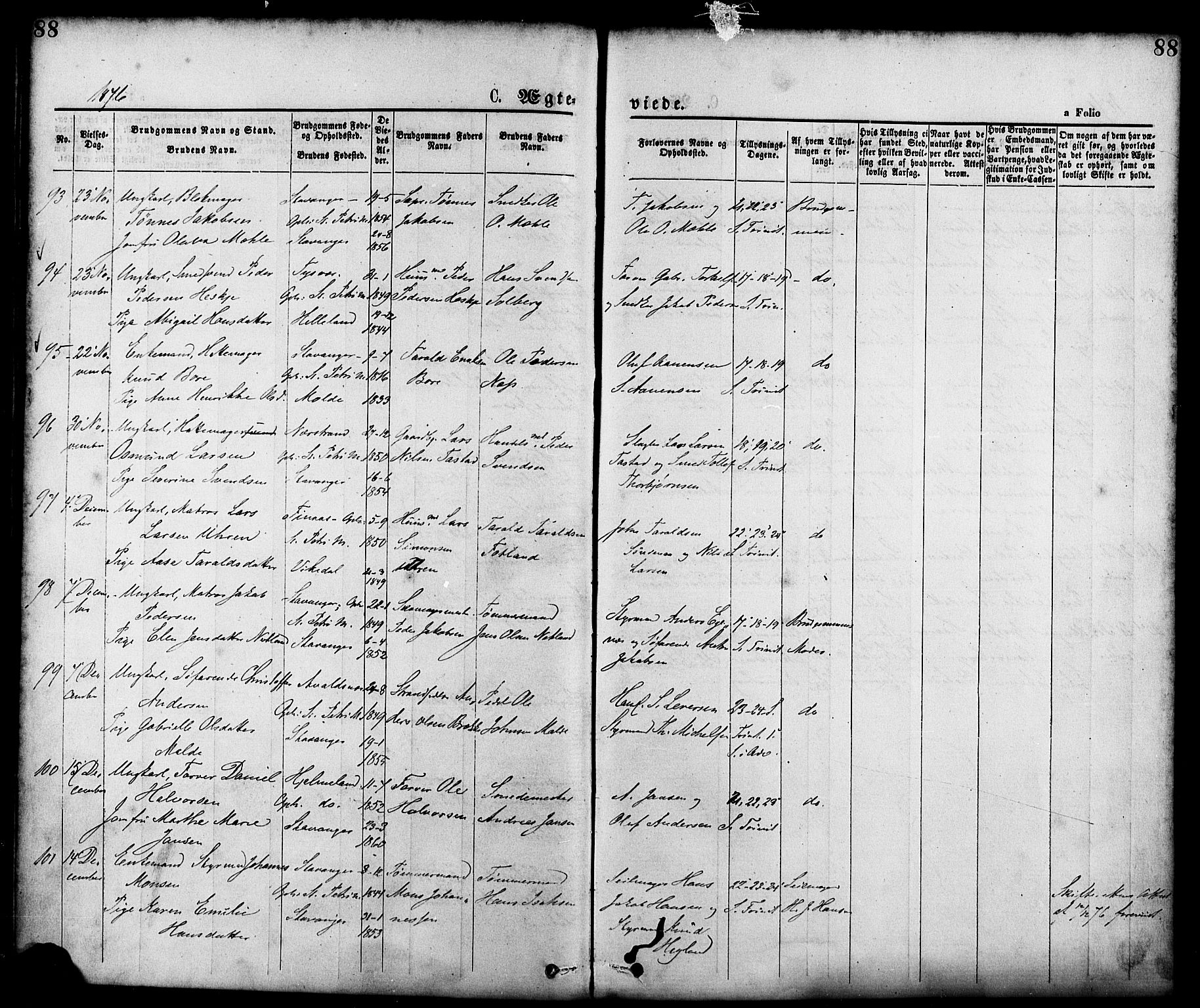 St. Petri sokneprestkontor, AV/SAST-A-101813/001/30/30BA/L0010: Parish register (official) no. A 10, 1869-1878, p. 88