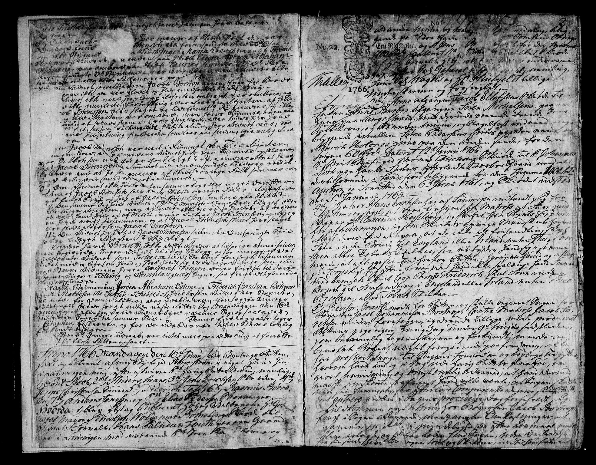 Larvik byfogd, AV/SAKO-A-218/F/Fa/L0020: Tingbok., 1766-1774, p. 2