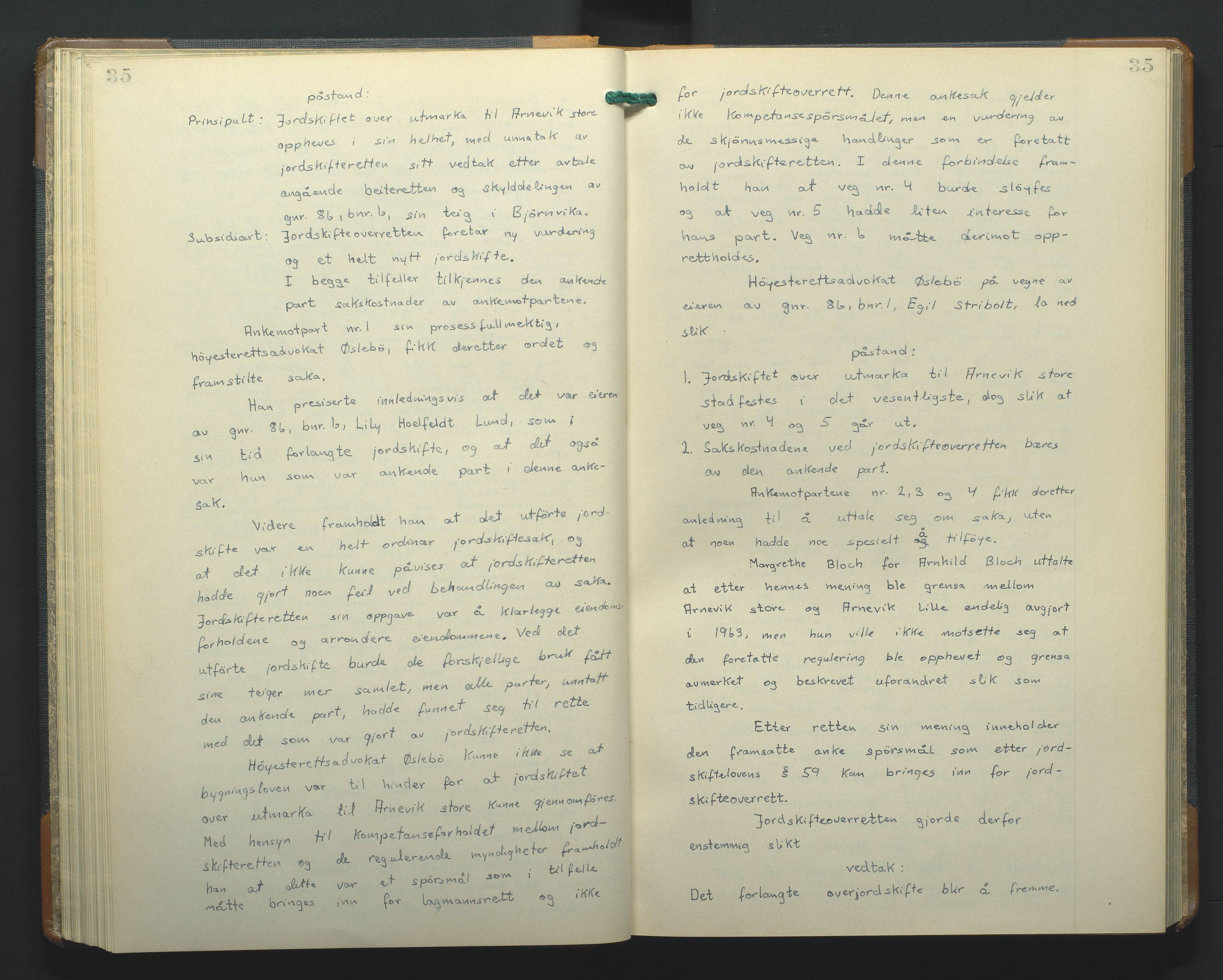 Jordskifteoverdommeren i Agder og Rogaland, AV/SAK-1541-0001/F/Fa/Faa/L0003: Overutskiftningsprotokoll Sand sorenskriveri nr 3, 1927-1974, p. 35