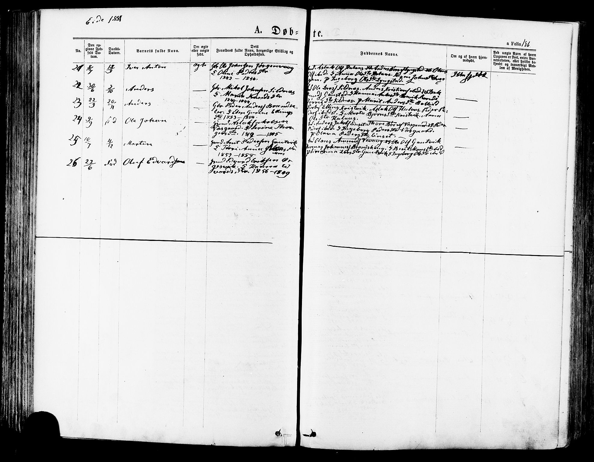 Ministerialprotokoller, klokkerbøker og fødselsregistre - Møre og Romsdal, AV/SAT-A-1454/568/L0806: Parish register (official) no. 568A12 /4, 1878-1884, p. 186