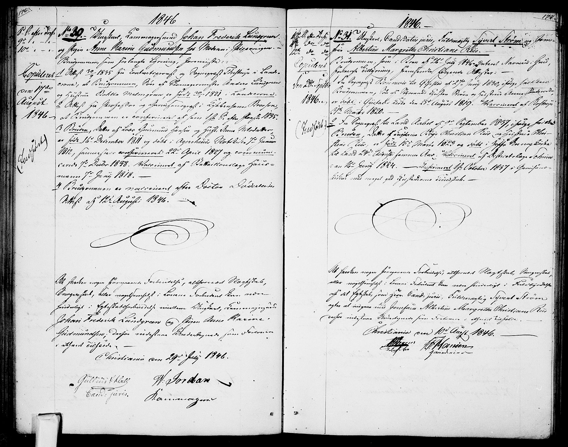 Garnisonsmenigheten Kirkebøker, AV/SAO-A-10846/H/Ha/L0005: Banns register no. I 5, 1844-1856, p. 176-177