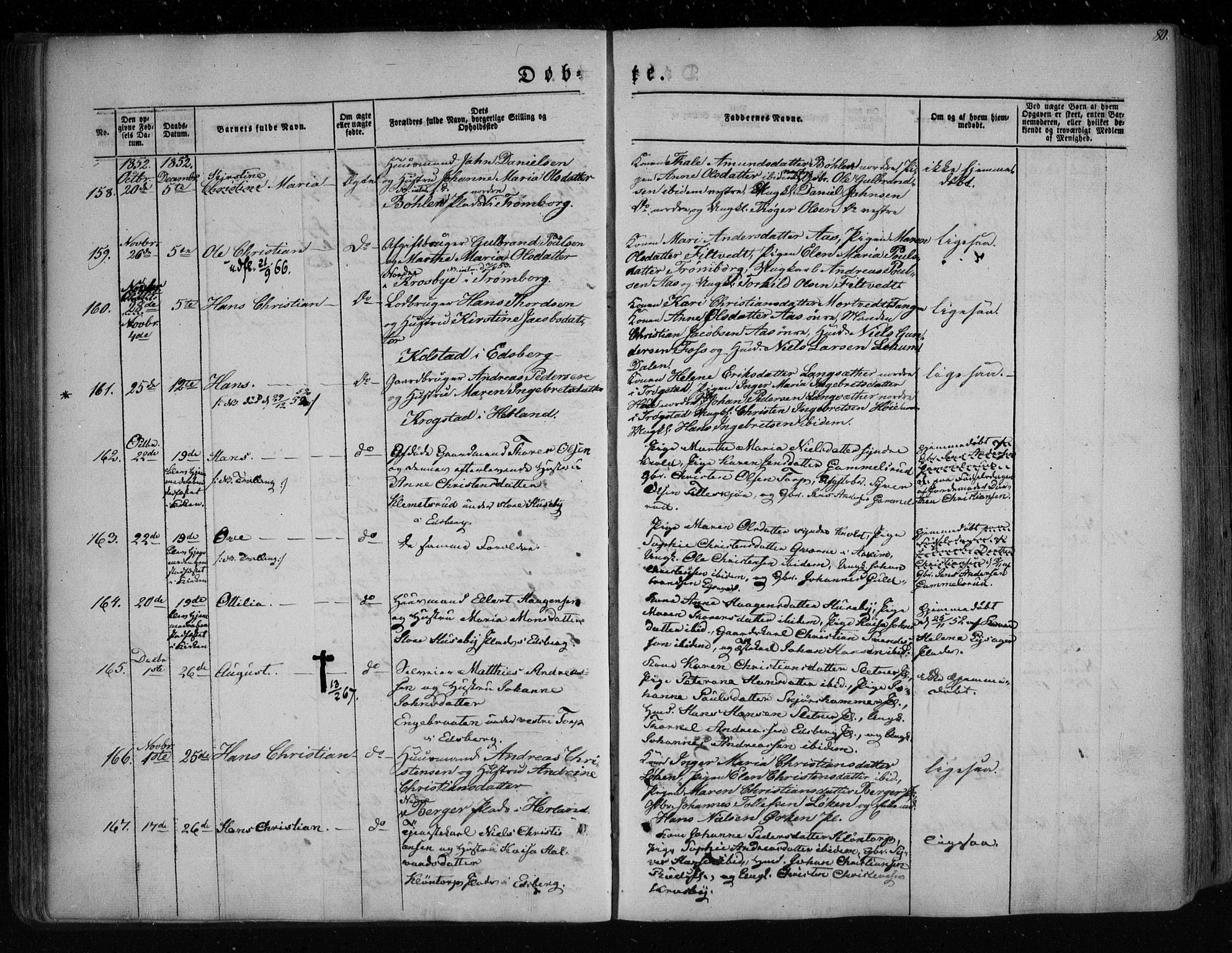 Eidsberg prestekontor Kirkebøker, SAO/A-10905/F/Fa/L0009: Parish register (official) no. I 9, 1849-1856, p. 80