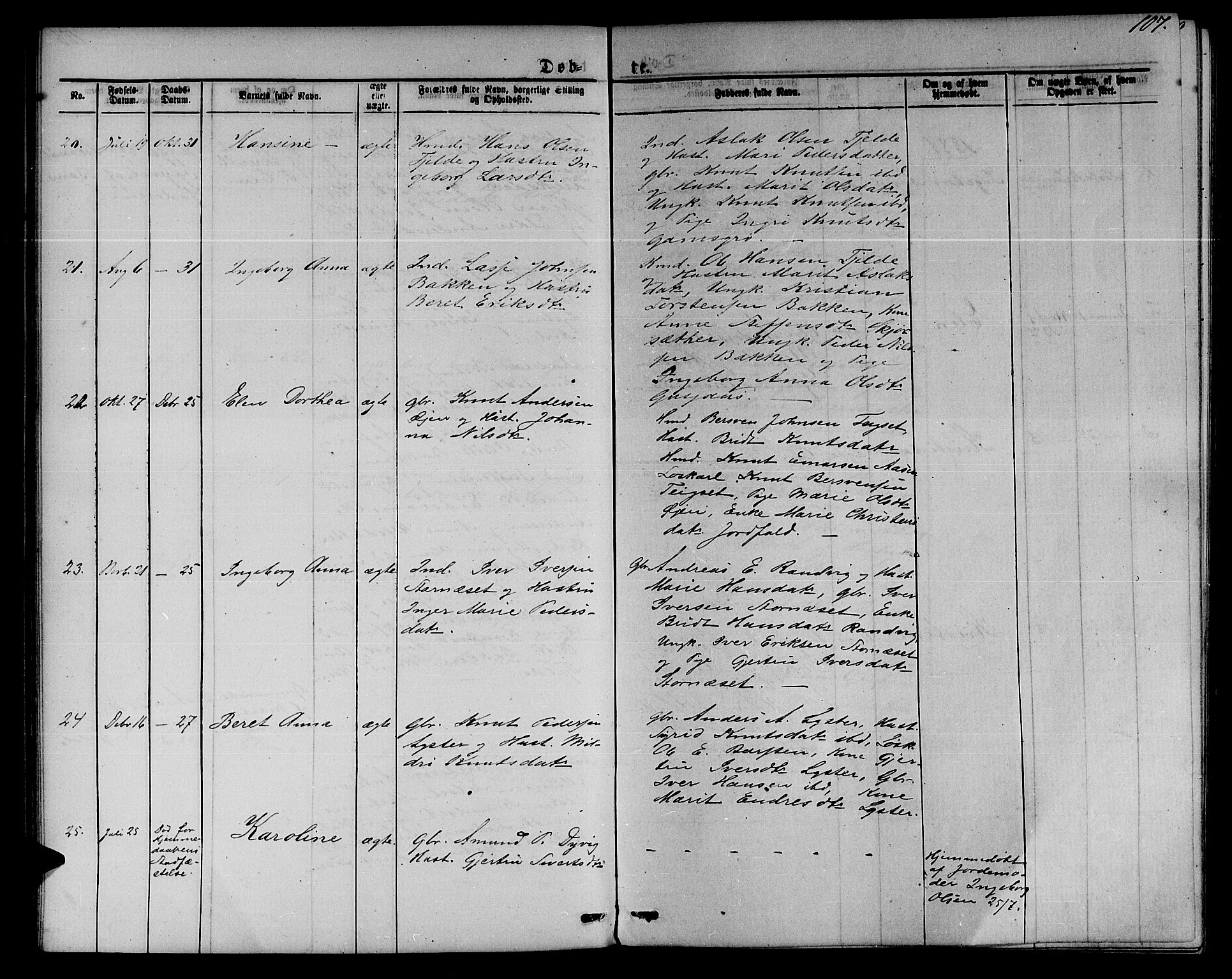 Ministerialprotokoller, klokkerbøker og fødselsregistre - Møre og Romsdal, AV/SAT-A-1454/551/L0630: Parish register (copy) no. 551C02, 1867-1885, p. 107