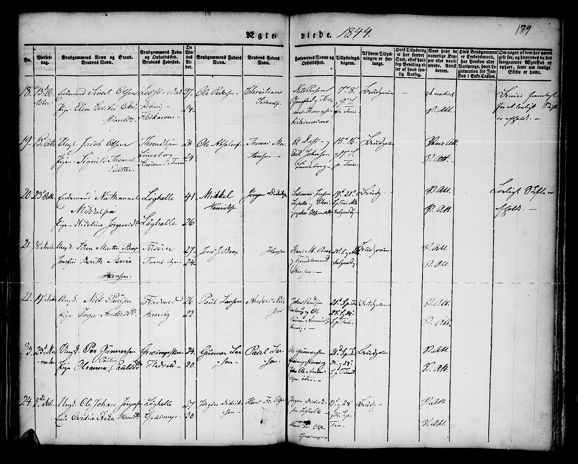 Lenvik sokneprestembete, SATØ/S-1310/H/Ha/Haa/L0004kirke: Parish register (official) no. 4, 1832-1844, p. 179