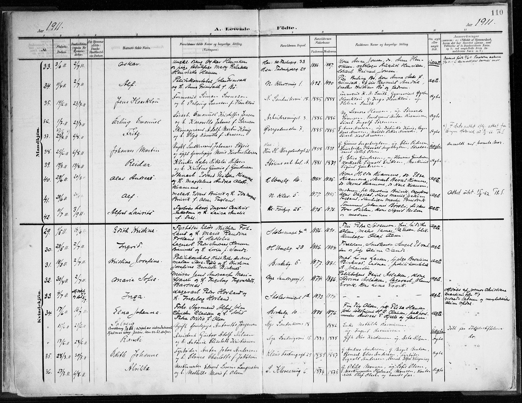 Mariakirken Sokneprestembete, AV/SAB-A-76901/H/Haa/L0010: Parish register (official) no. B 1, 1901-1915, p. 110