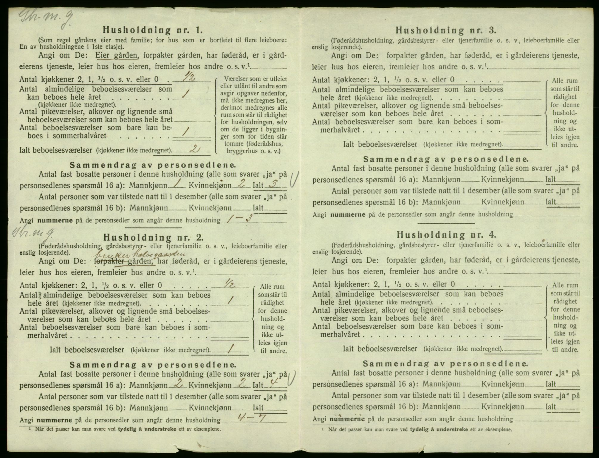 SAB, 1920 census for Fjelberg, 1920, p. 36