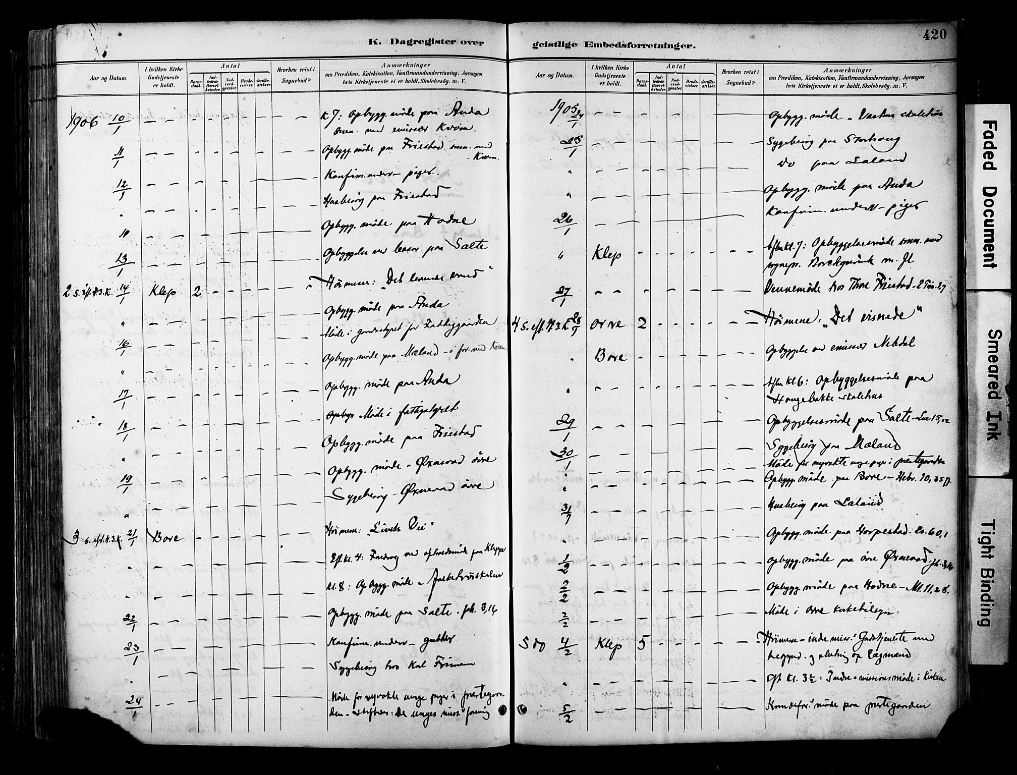 Klepp sokneprestkontor, SAST/A-101803/001/3/30BA/L0009: Parish register (official) no. A 7, 1886-1915, p. 420