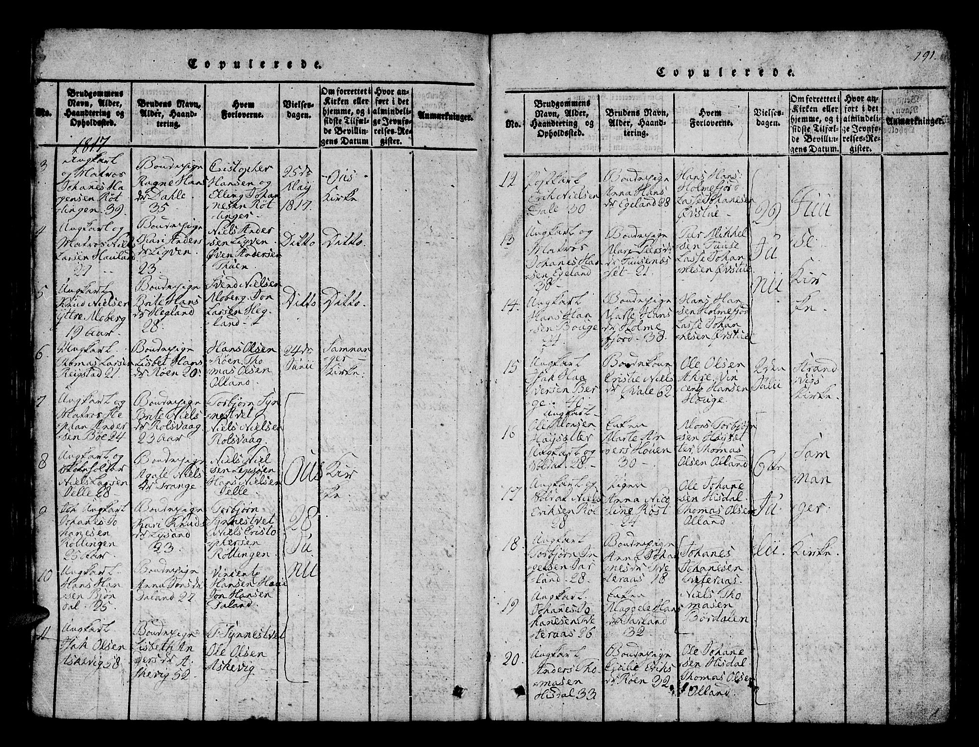Os sokneprestembete, SAB/A-99929: Parish register (official) no. A 12, 1816-1825, p. 191