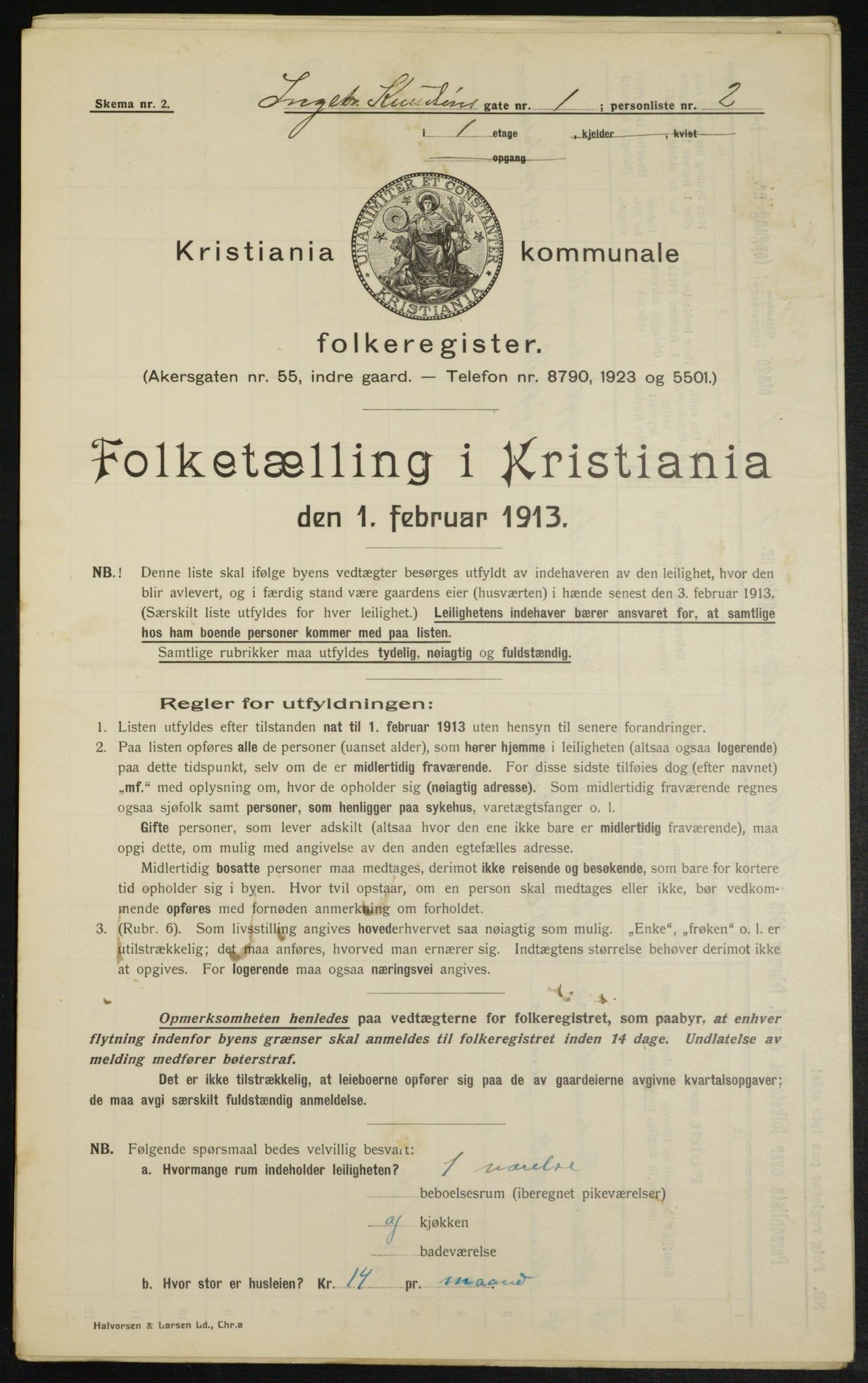 OBA, Municipal Census 1913 for Kristiania, 1913, p. 43639