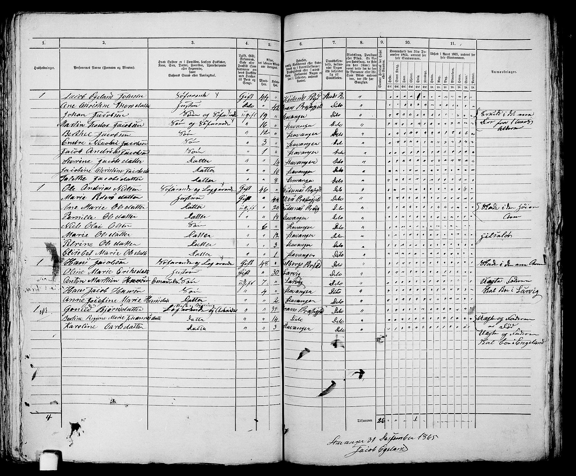 RA, 1865 census for Stavanger, 1865, p. 2384