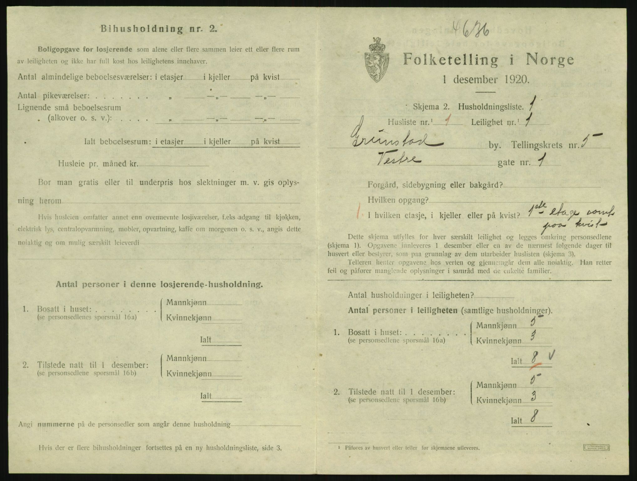 SAK, 1920 census for Grimstad, 1920, p. 2075