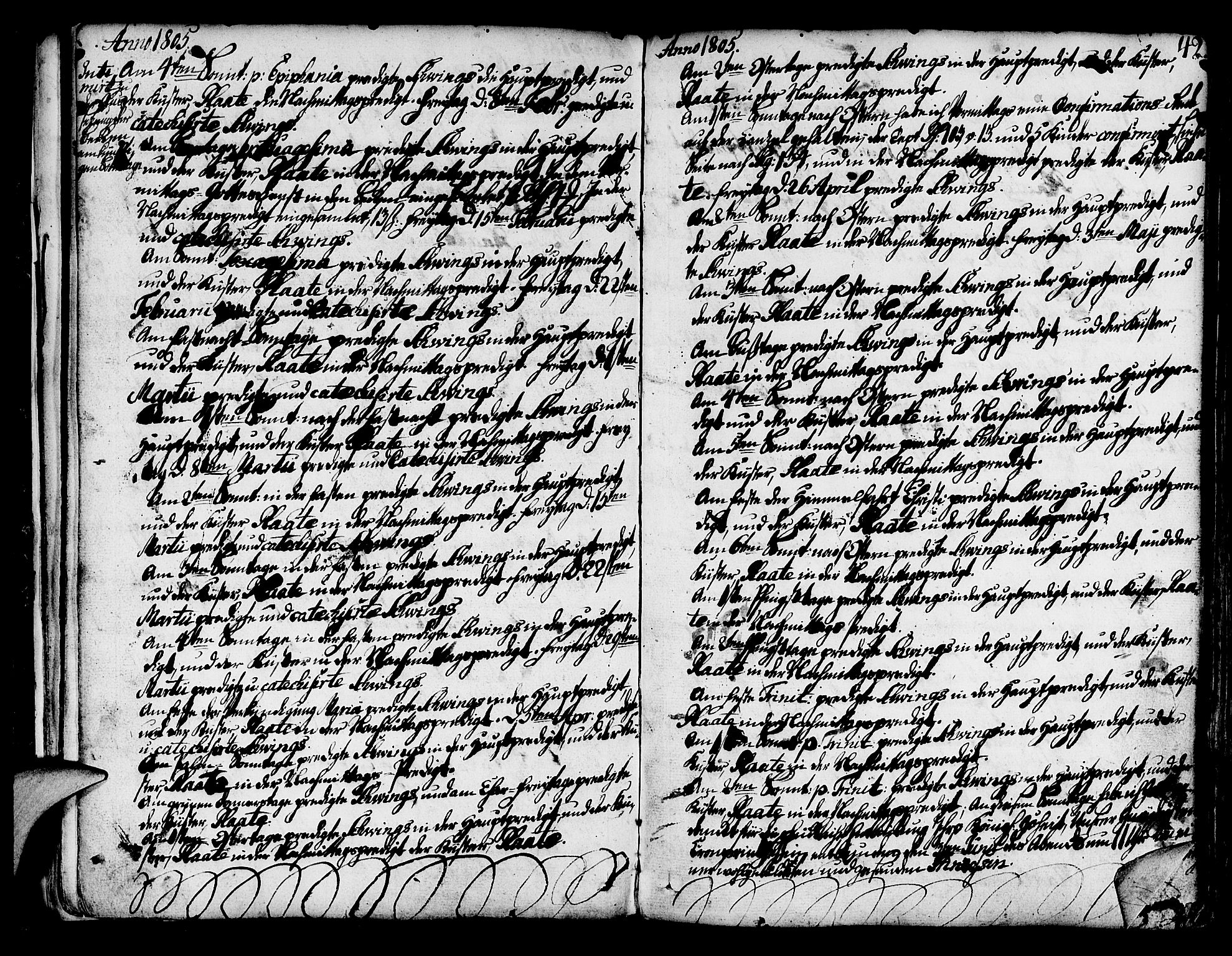 Mariakirken Sokneprestembete, AV/SAB-A-76901/H/Haa/L0003: Parish register (official) no. A 3, 1786-1815, p. 42