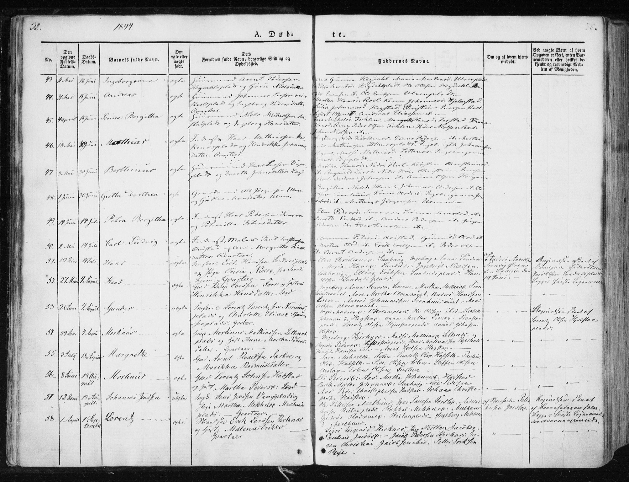 Ministerialprotokoller, klokkerbøker og fødselsregistre - Nord-Trøndelag, AV/SAT-A-1458/730/L0280: Parish register (official) no. 730A07 /1, 1840-1854, p. 32