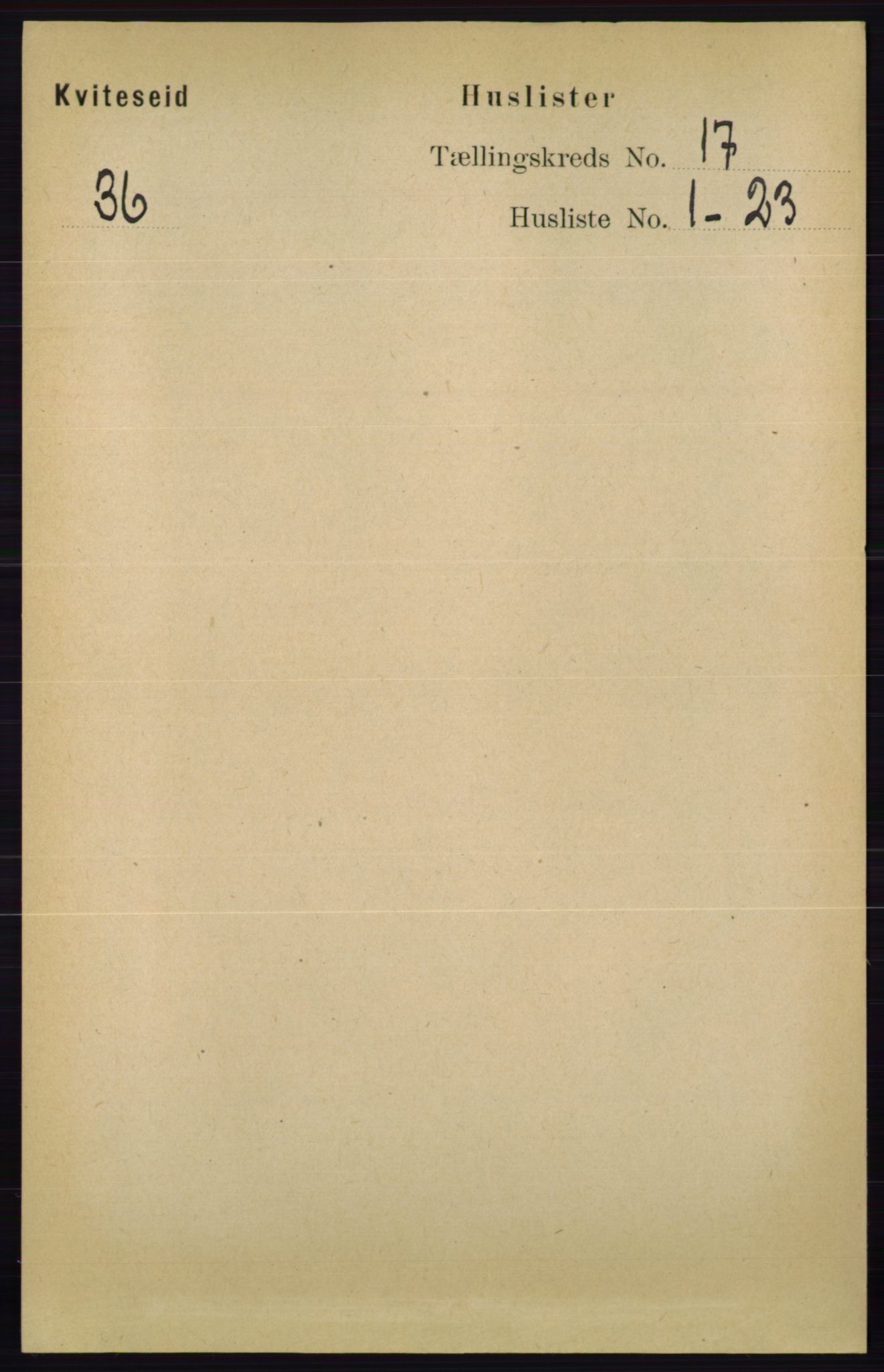 RA, 1891 census for 0829 Kviteseid, 1891, p. 3753