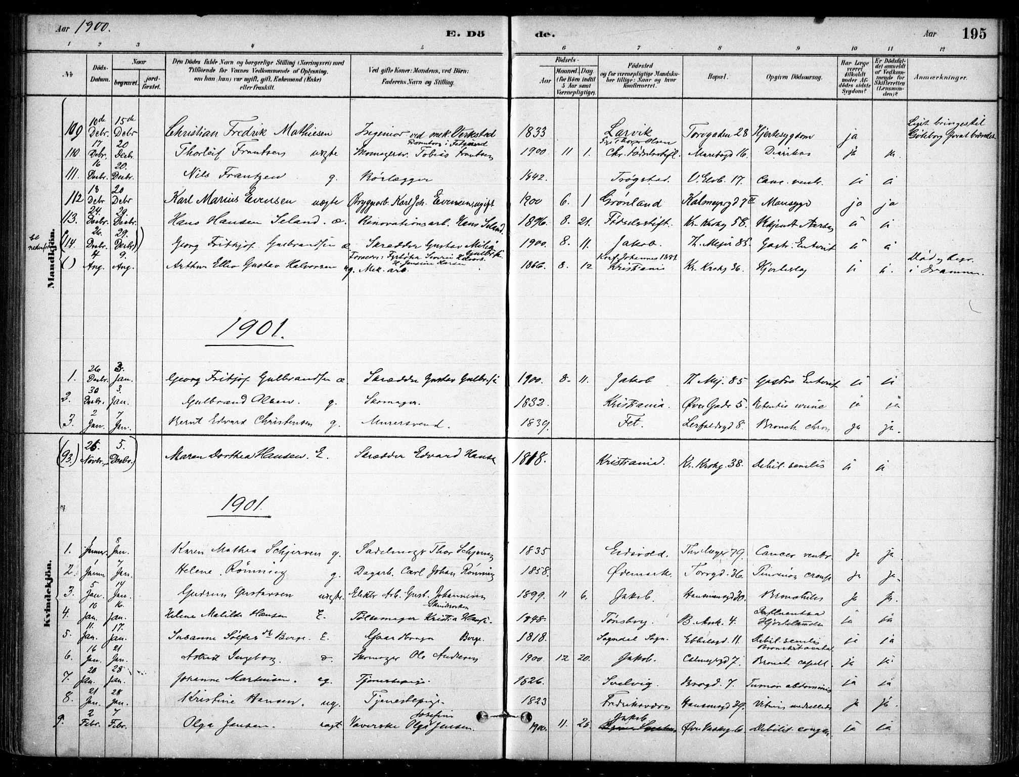 Jakob prestekontor Kirkebøker, SAO/A-10850/F/Fa/L0007: Parish register (official) no. 7, 1880-1905, p. 195