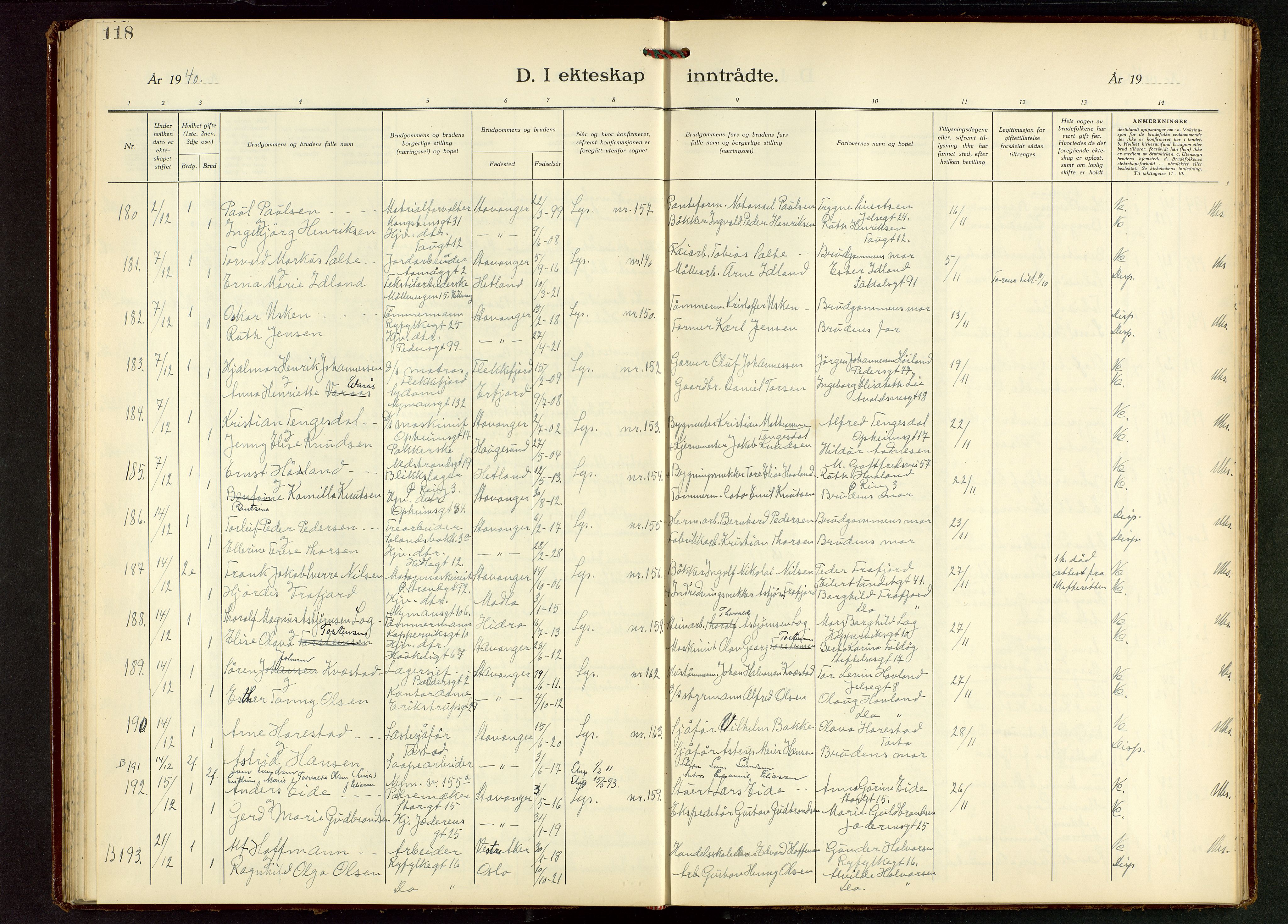 St. Johannes sokneprestkontor, AV/SAST-A-101814/001/30/30BB/L0010: Parish register (copy) no. B 10, 1933-1946, p. 118